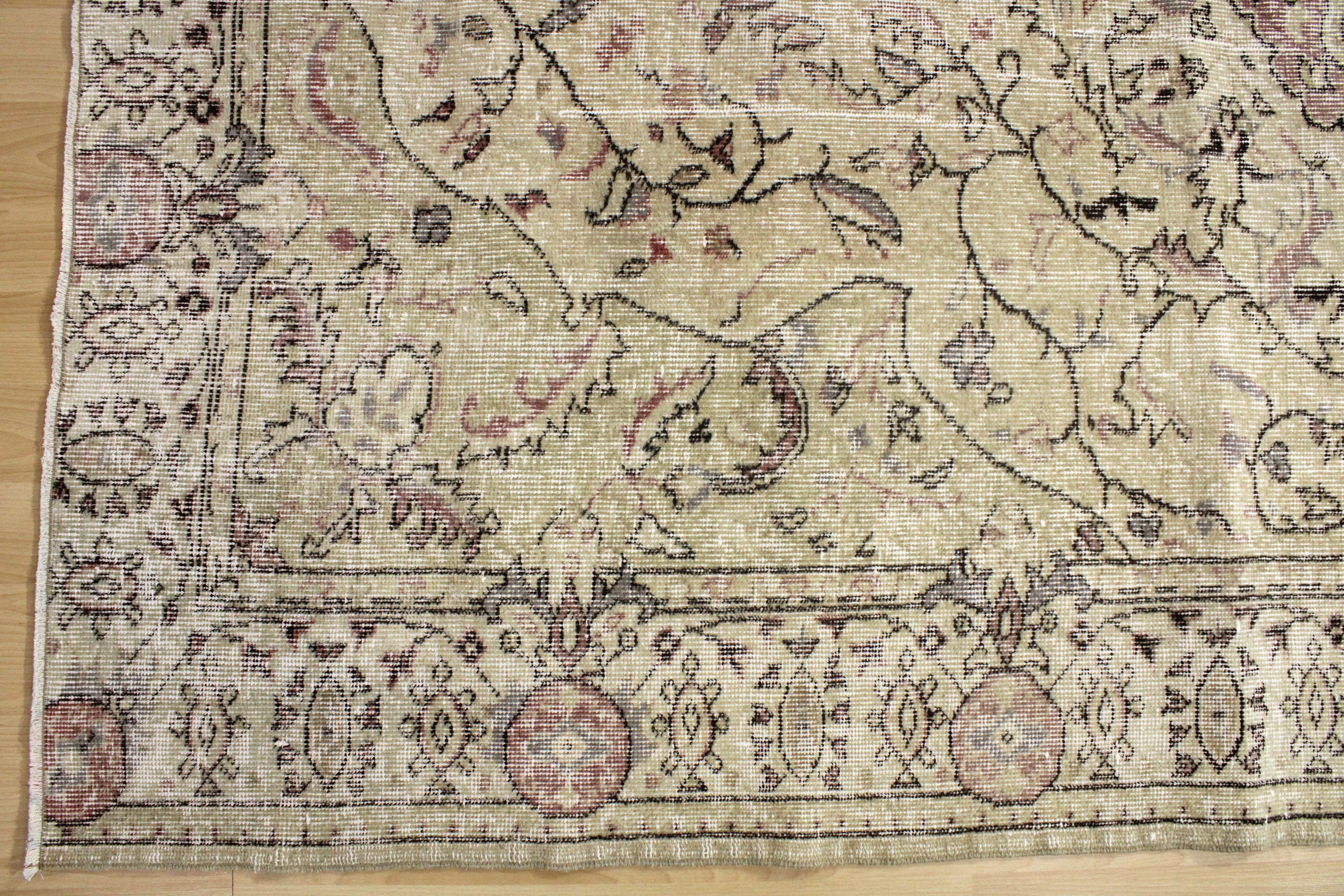 Turkish Vintage Hand-Knotted Wool Rug