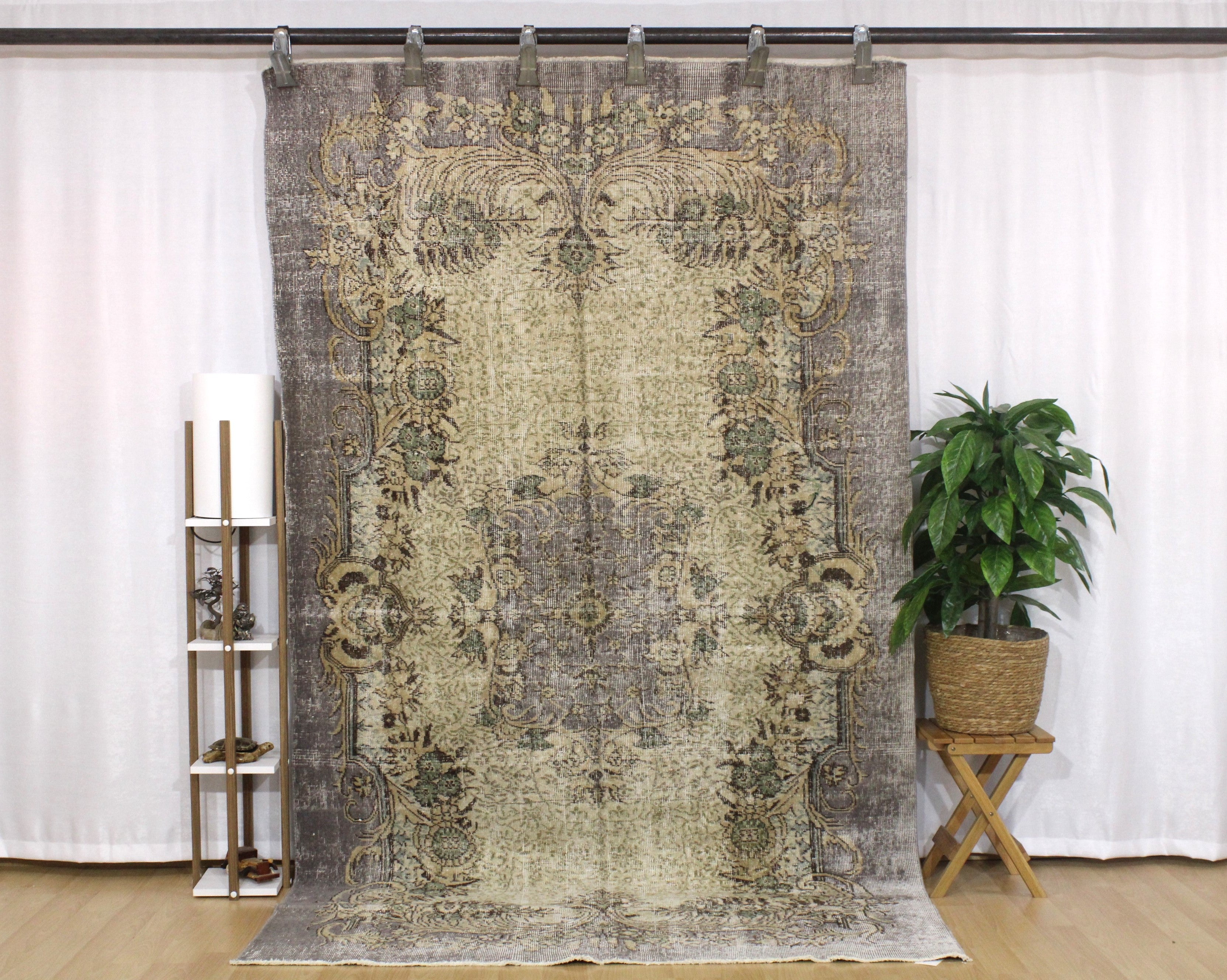 Turkish Vintage Hand-Knotted Wool Rug