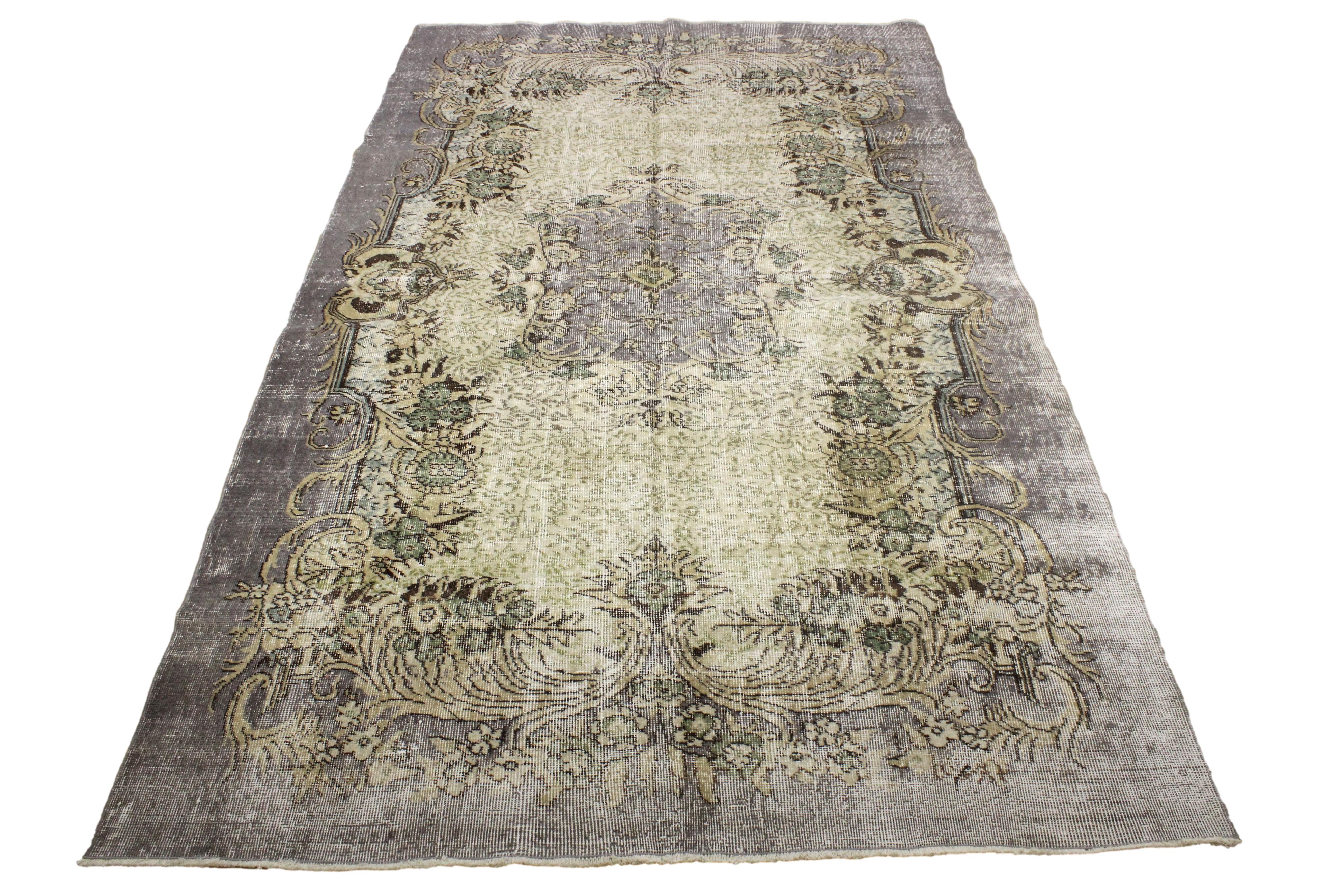 Turkish Vintage Hand-Knotted Wool Rug