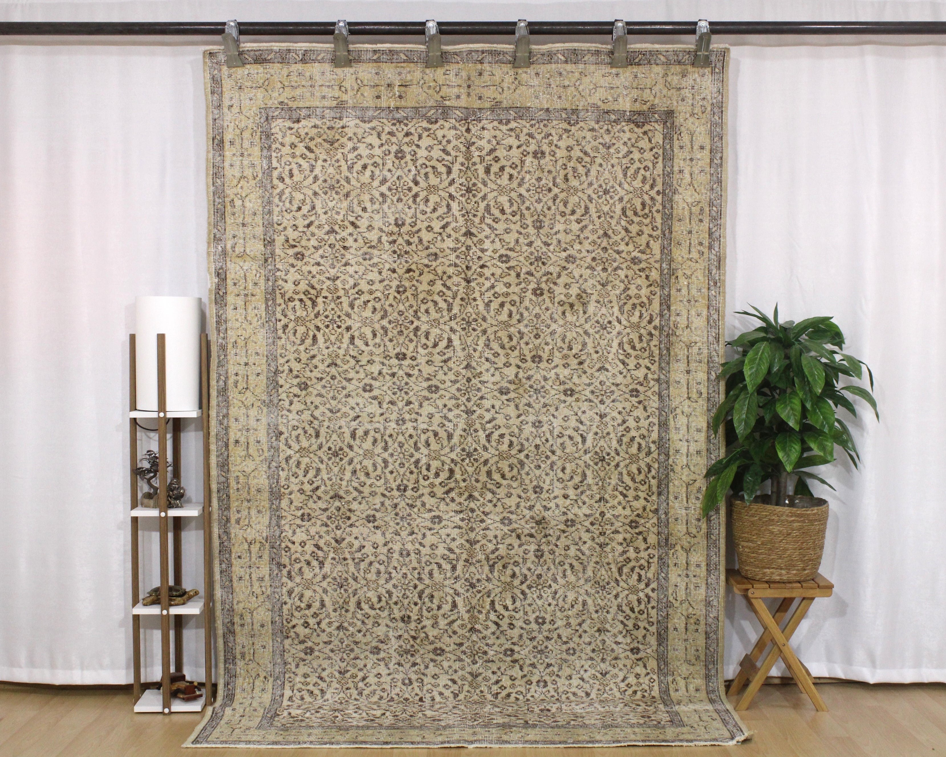 Turkish Vintage Hand-Knotted Wool Rug