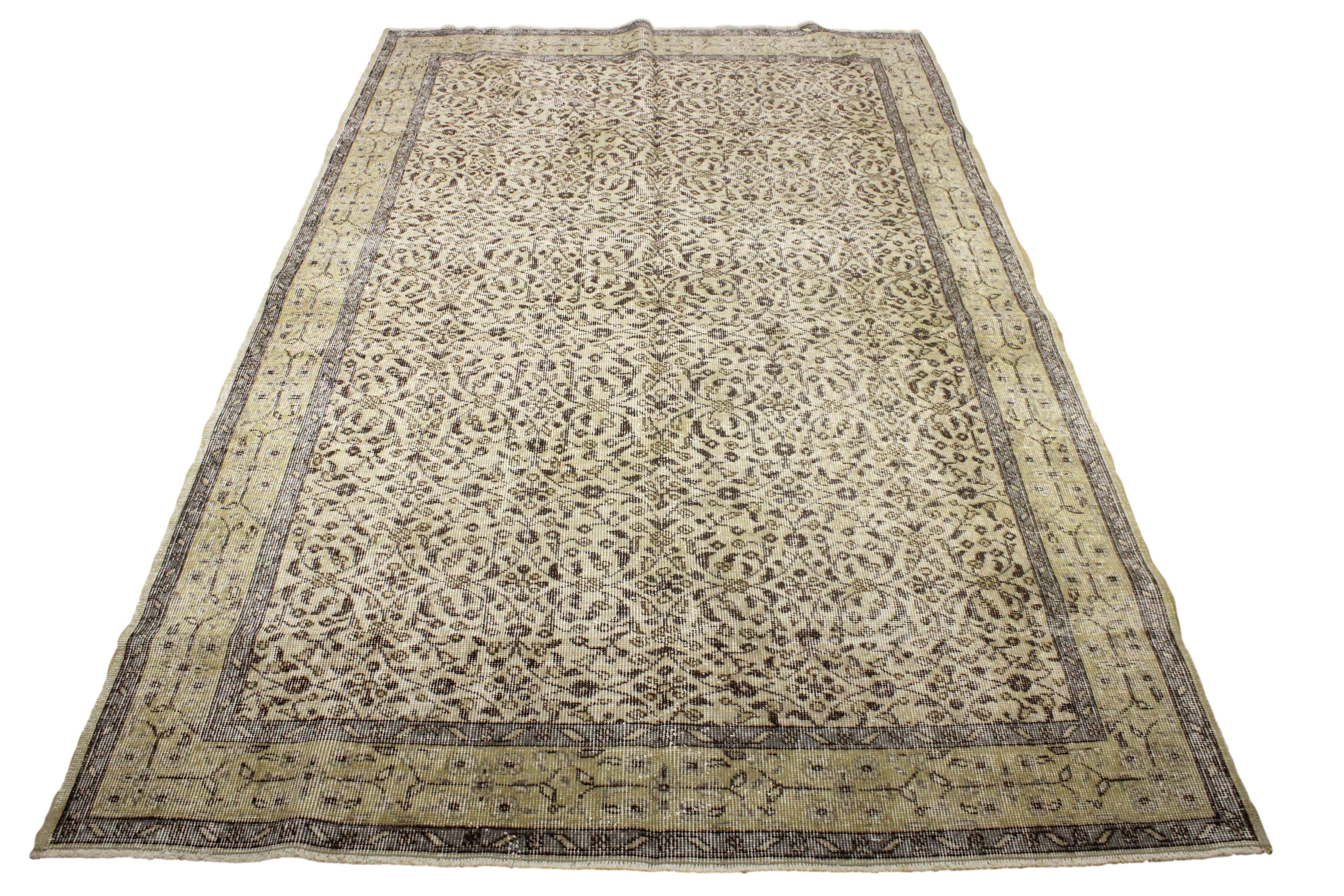 Turkish Vintage Hand-Knotted Wool Rug
