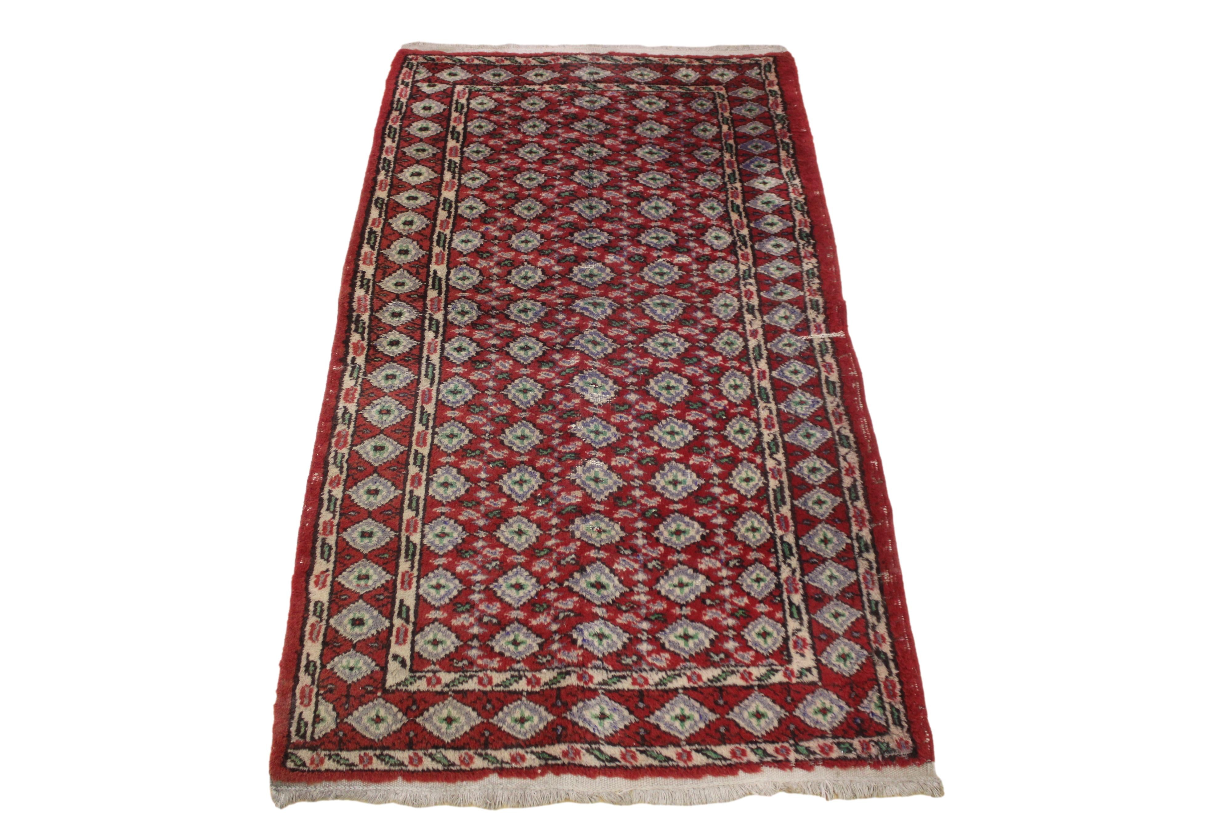 Turkish Vintage Hand-Knotted Wool Rug