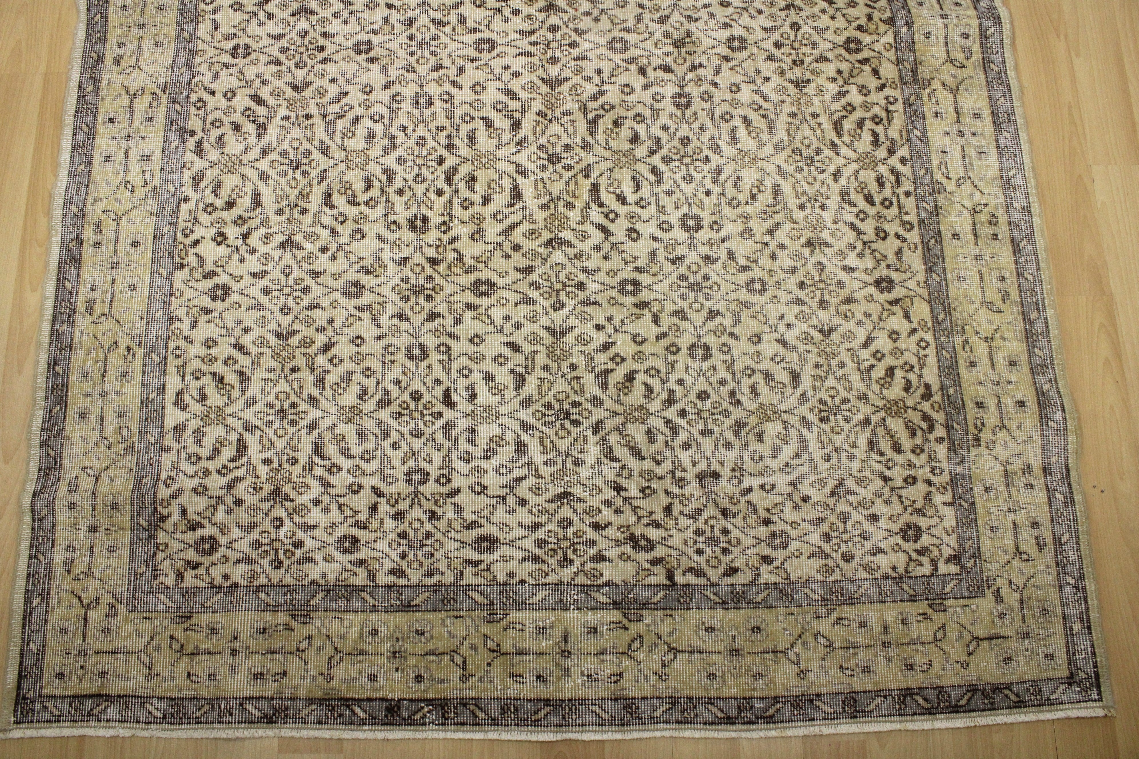 Turkish Vintage Hand-Knotted Wool Rug