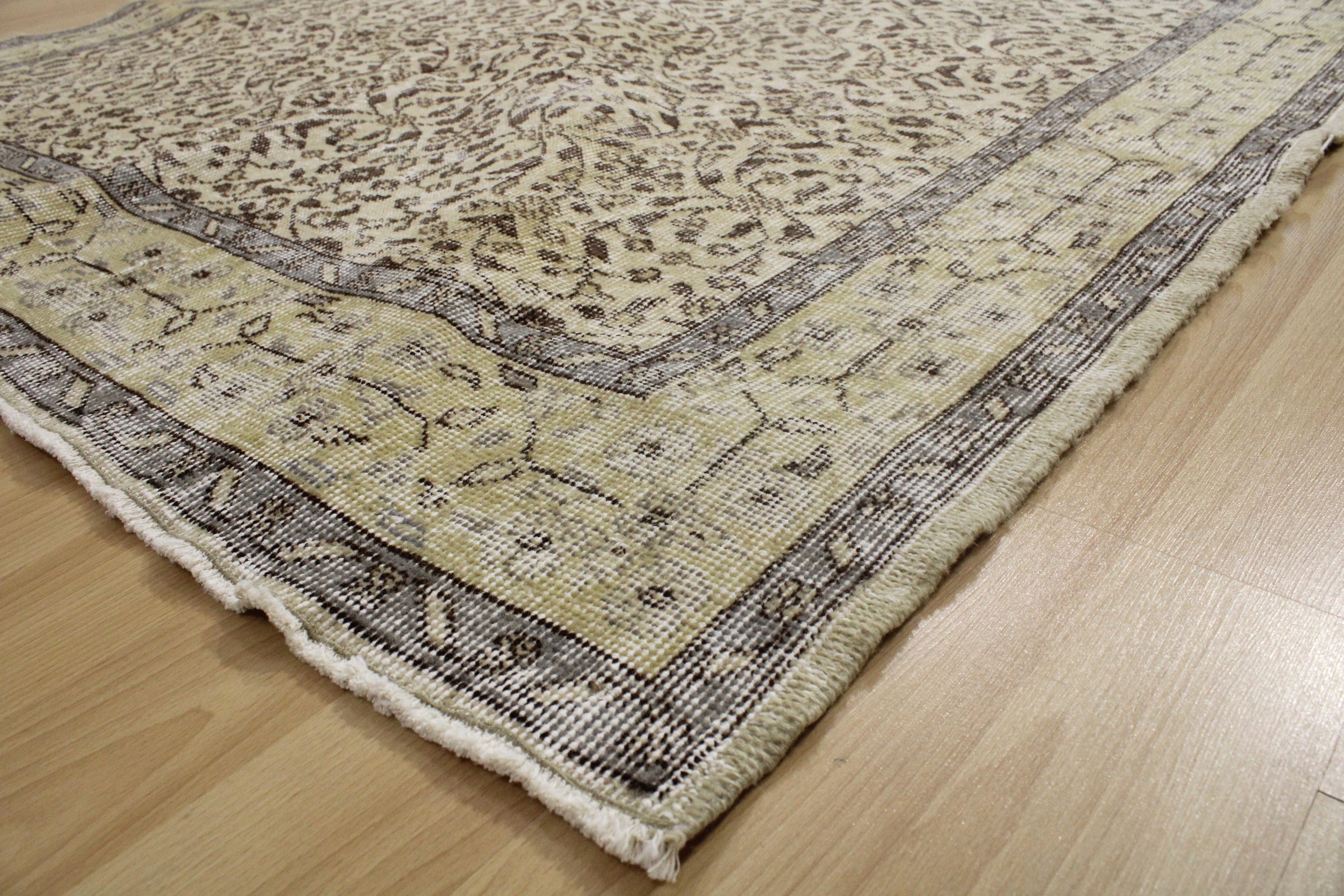 Turkish Vintage Hand-Knotted Wool Rug