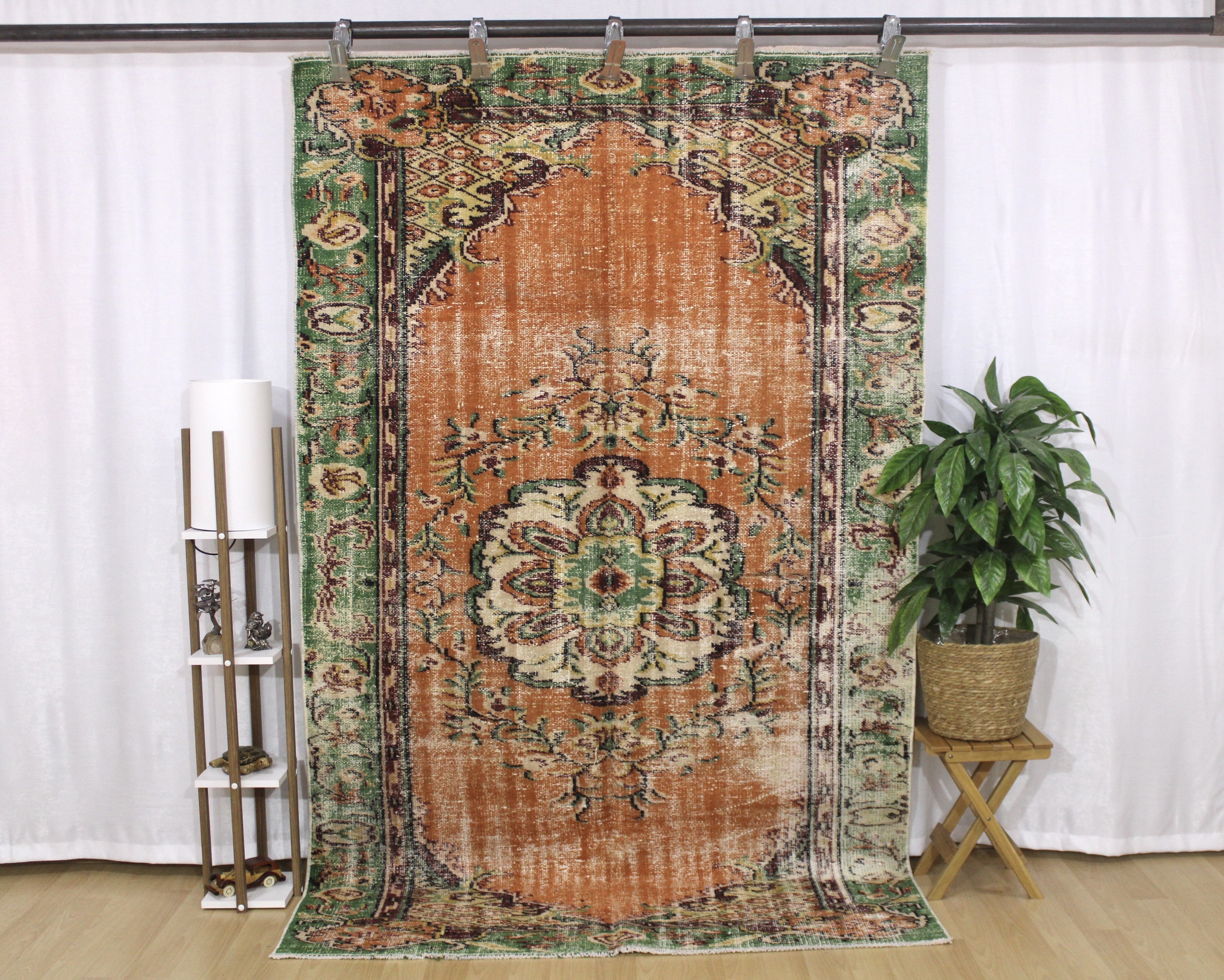 Turkish Vintage Hand-Knotted Wool Rug