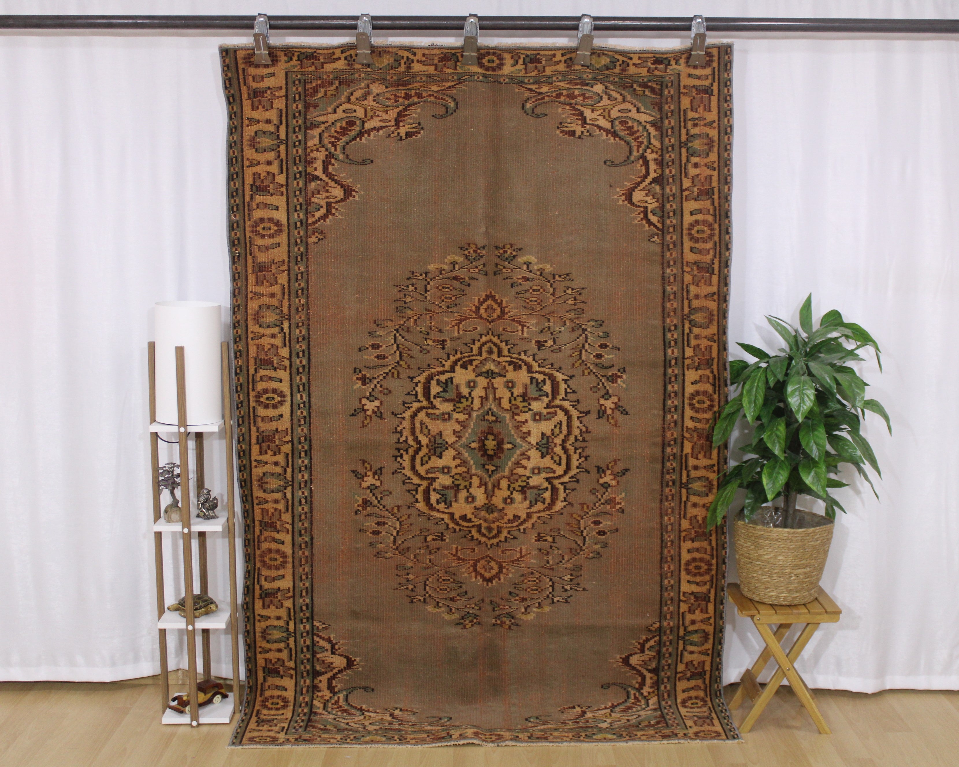 Turkish Vintage Hand-Knotted Wool Rug