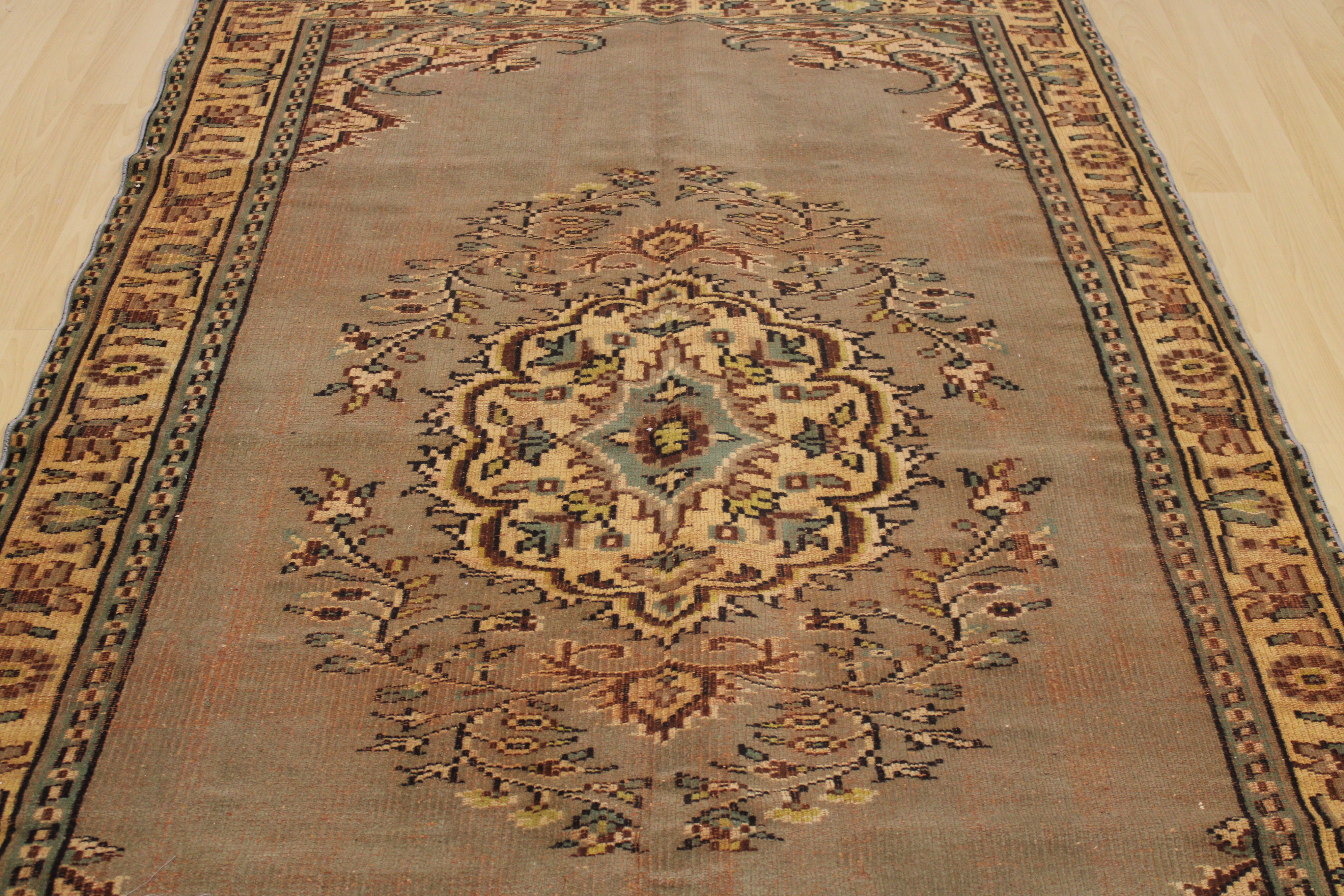 Turkish Vintage Hand-Knotted Wool Rug