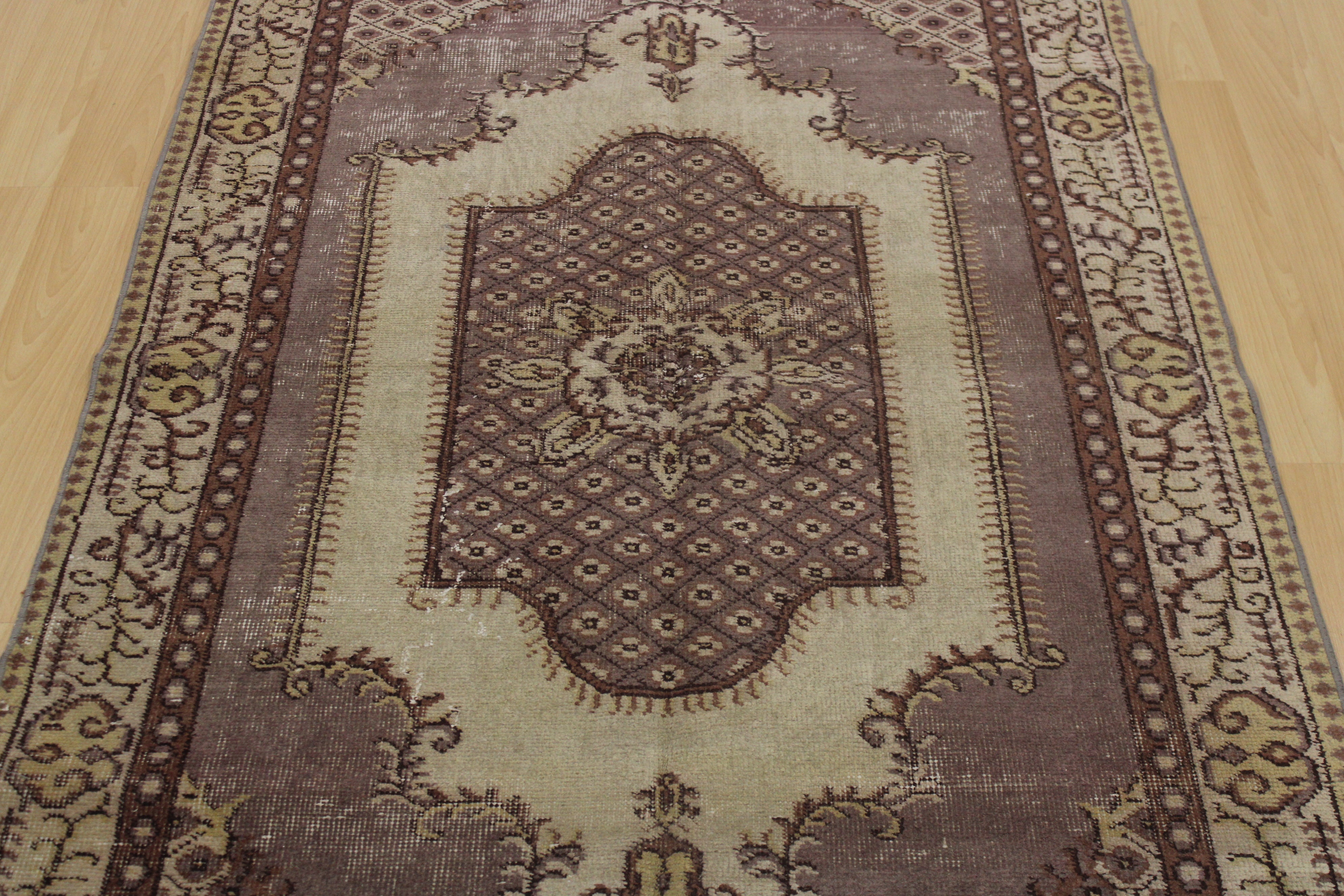 Turkish Vintage Hand-Knotted Wool Rug