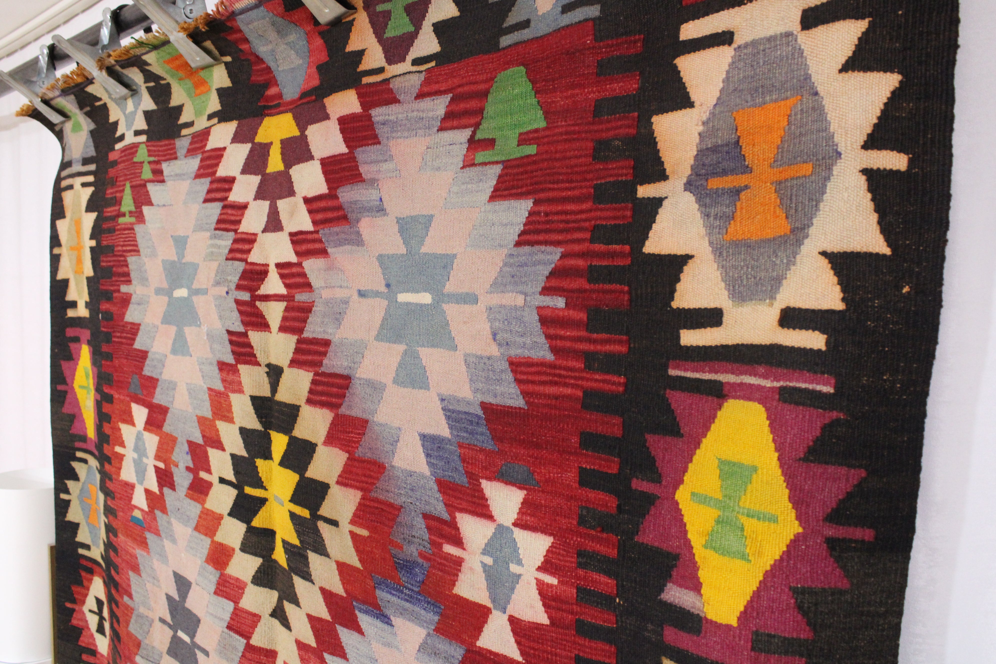 El Dokuma Anadolu Kök Boya Yün Kilim