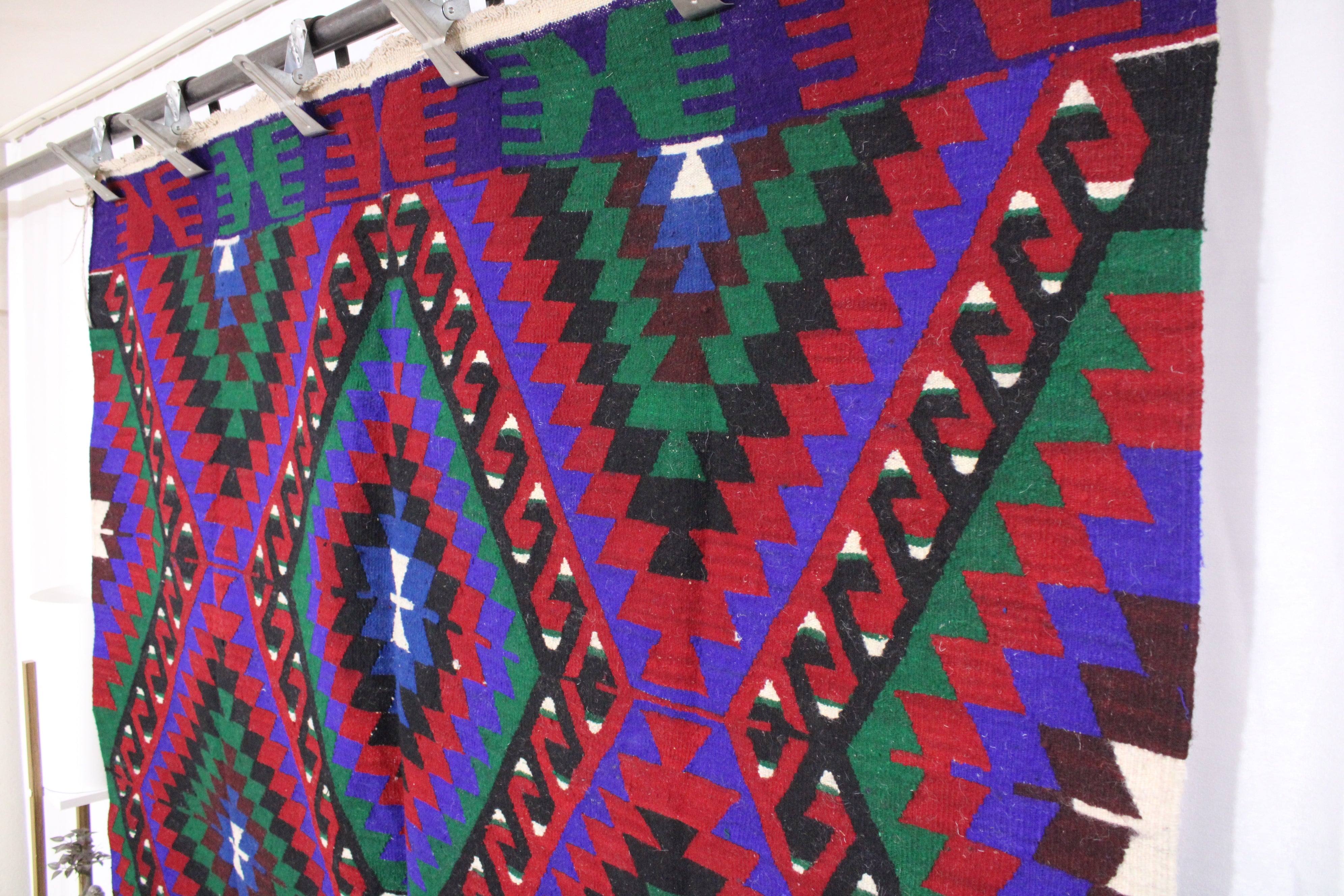 El Dokuma Anadolu Kök Boya Yün Kilim