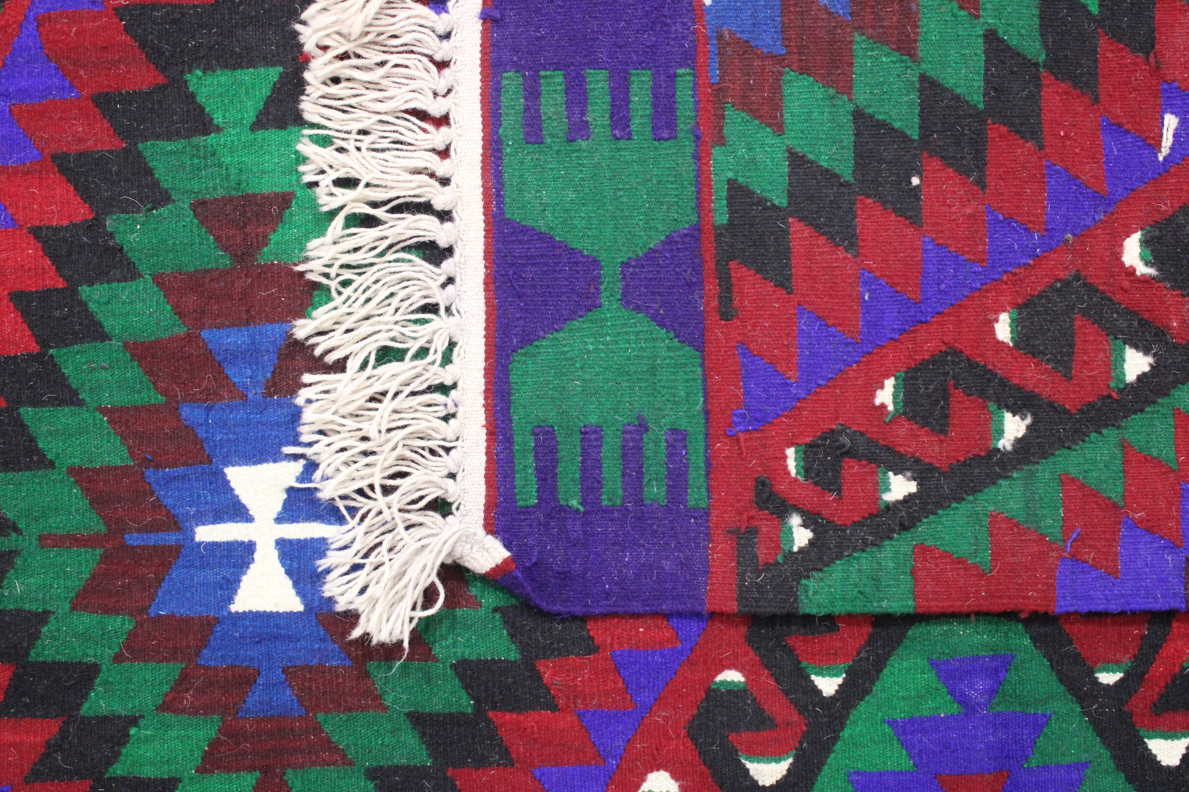 El Dokuma Anadolu Kök Boya Yün Kilim