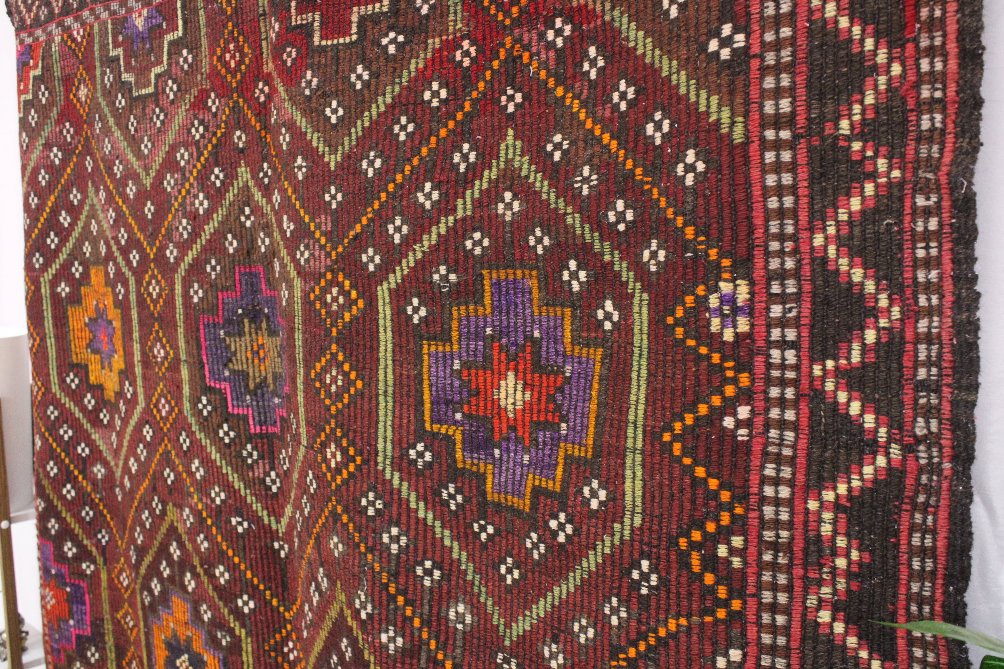 El Dokuma Anadolu Kök Boya Yün Kilim