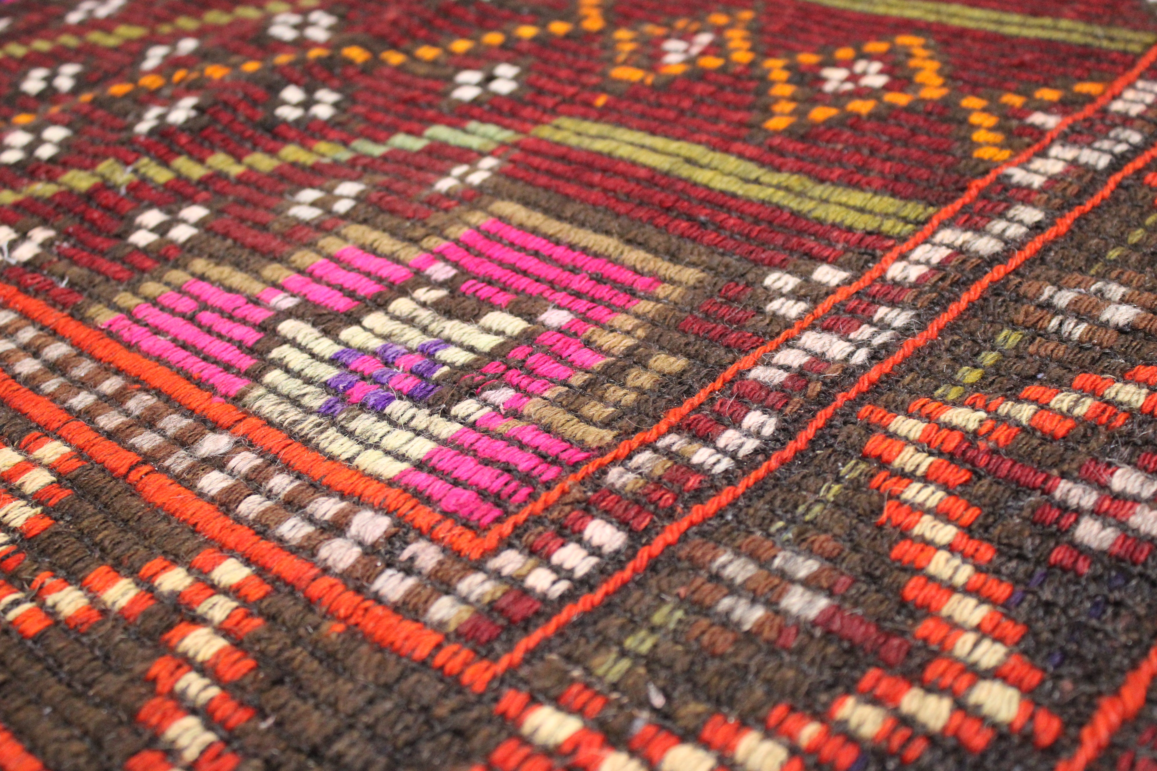 El Dokuma Anadolu Kök Boya Yün Kilim