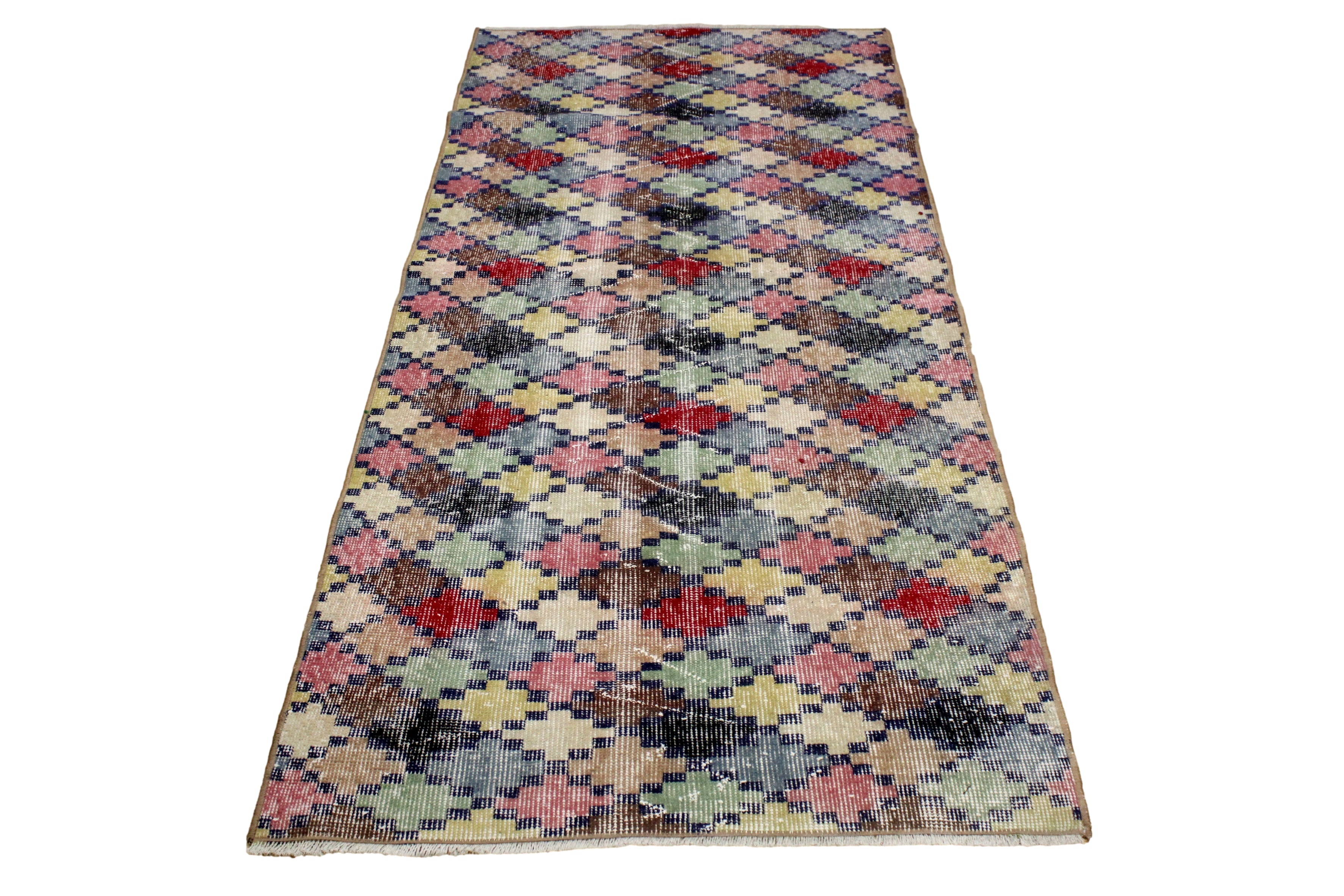 Turkish Vintage Hand-Knotted Wool Rug