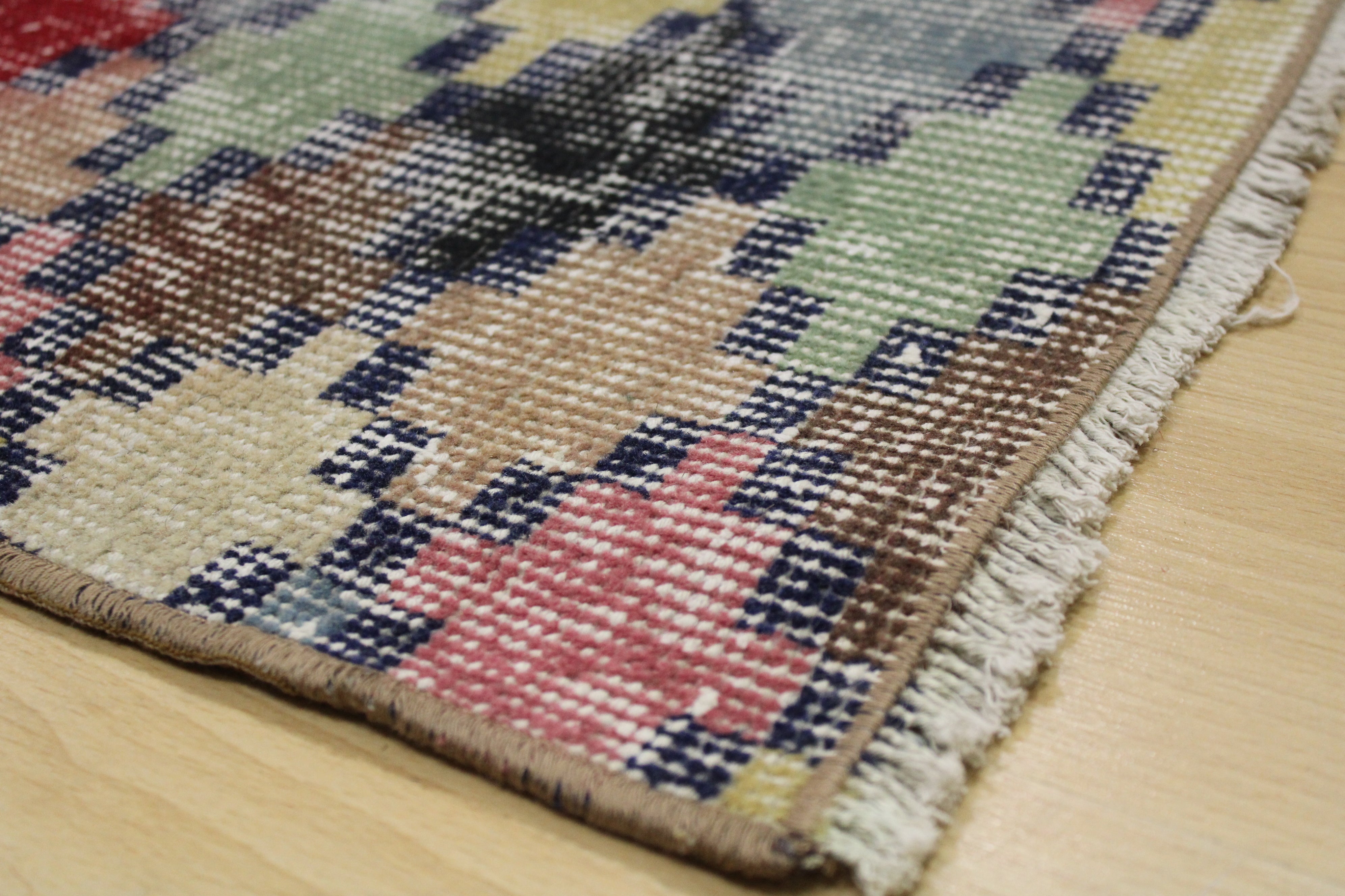 Turkish Vintage Hand-Knotted Wool Rug