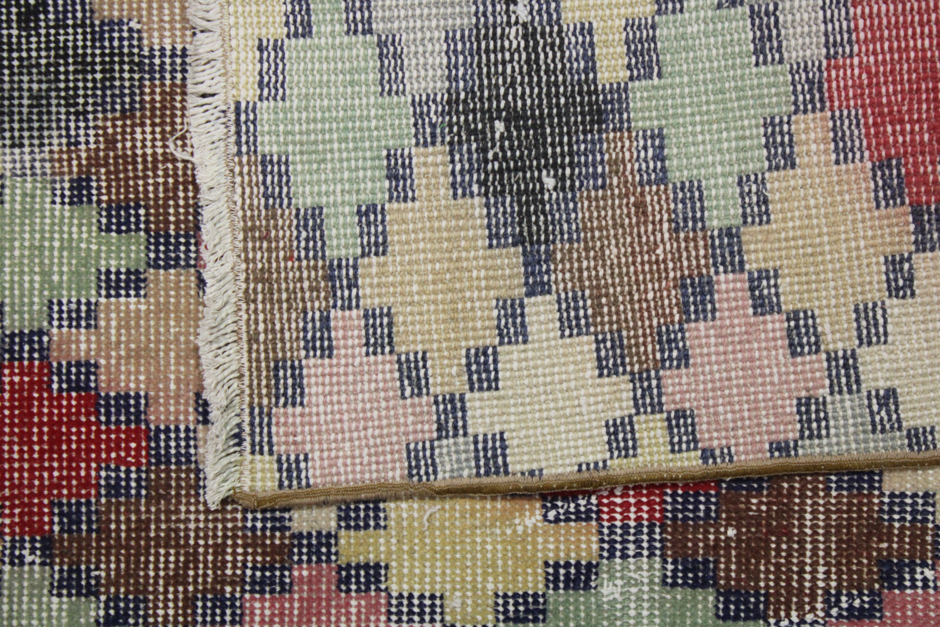 Turkish Vintage Hand-Knotted Wool Rug