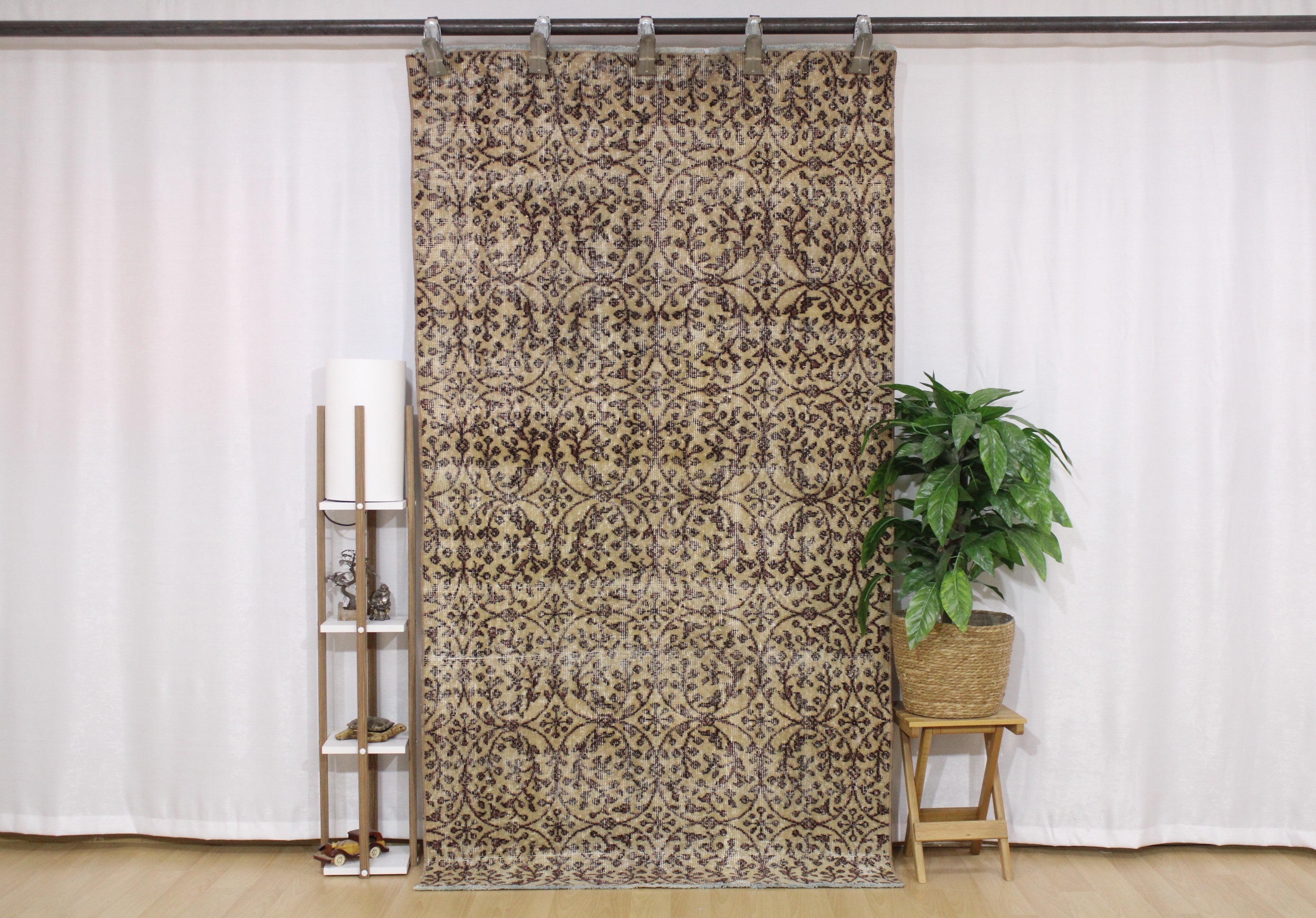 Turkish Vintage Hand-Knotted Wool Rug