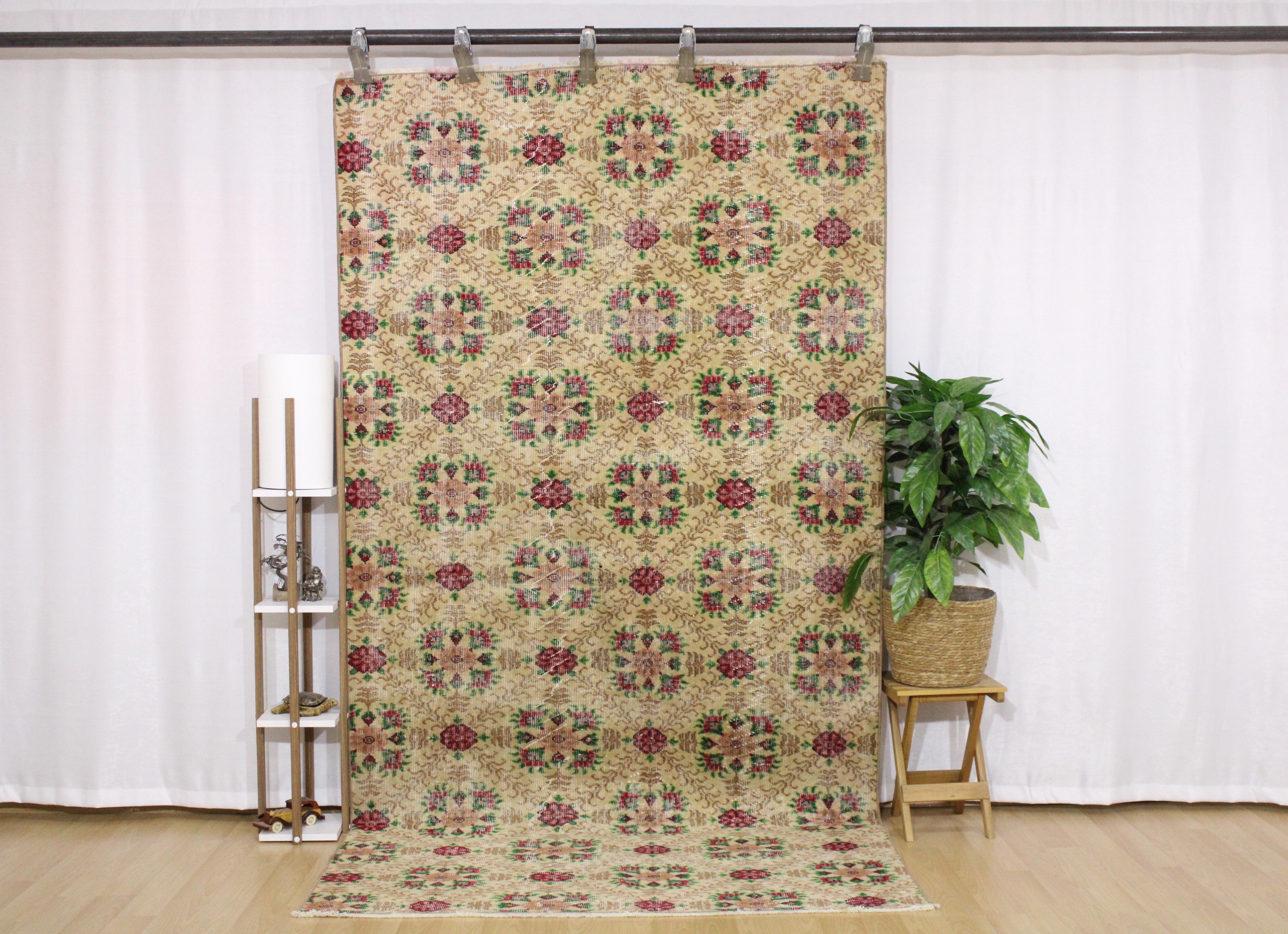 Turkish Vintage Hand-Knotted Wool Rug