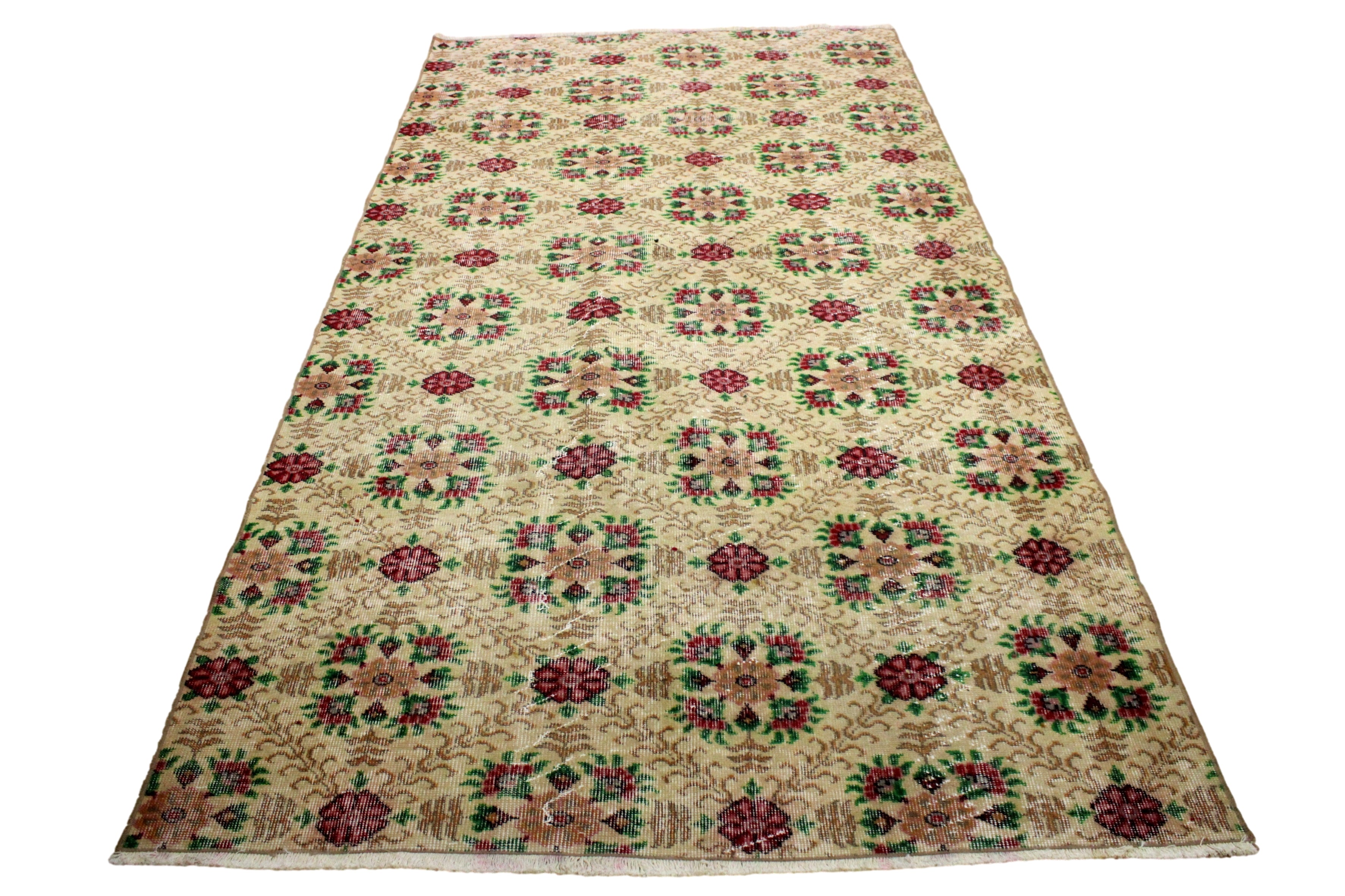 Turkish Vintage Hand-Knotted Wool Rug