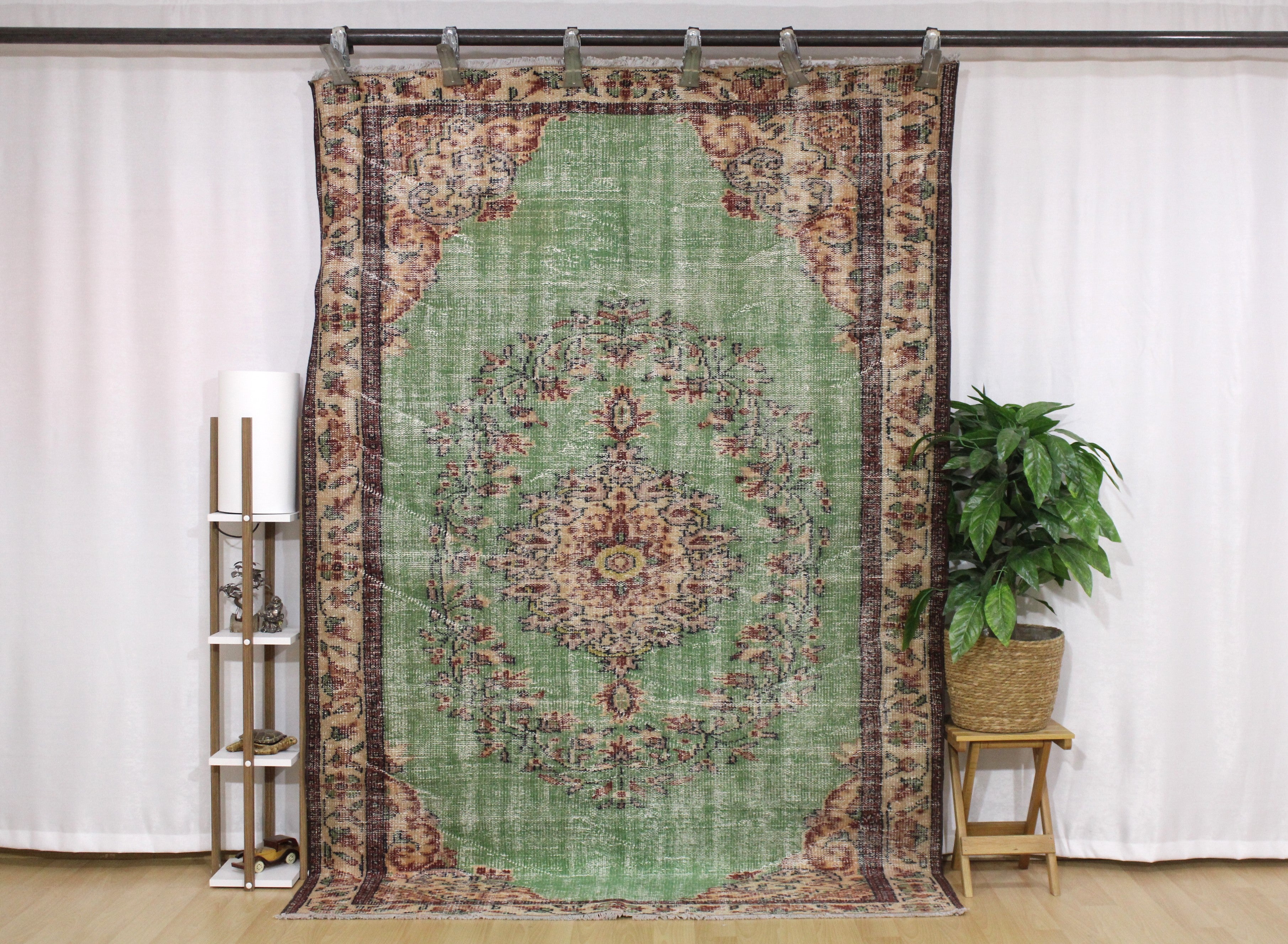 Turkish Vintage Hand-Knotted Wool Rug