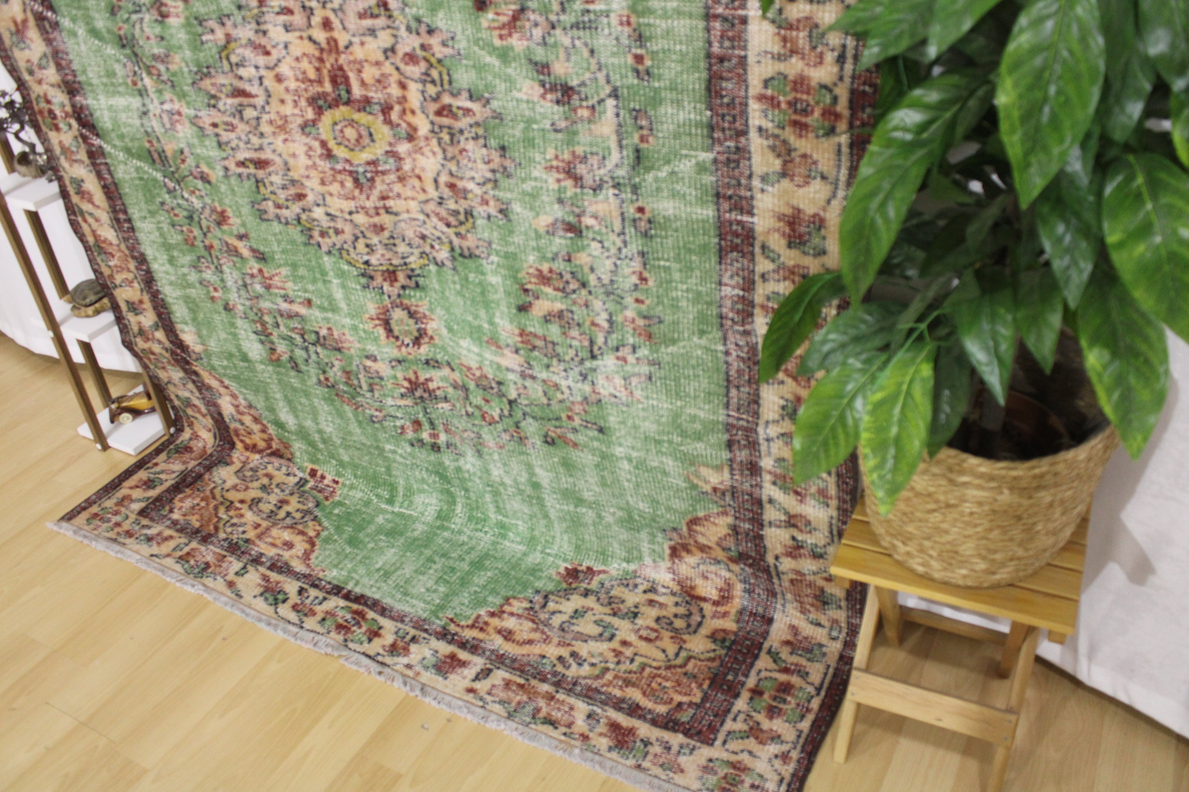 Turkish Vintage Hand-Knotted Wool Rug