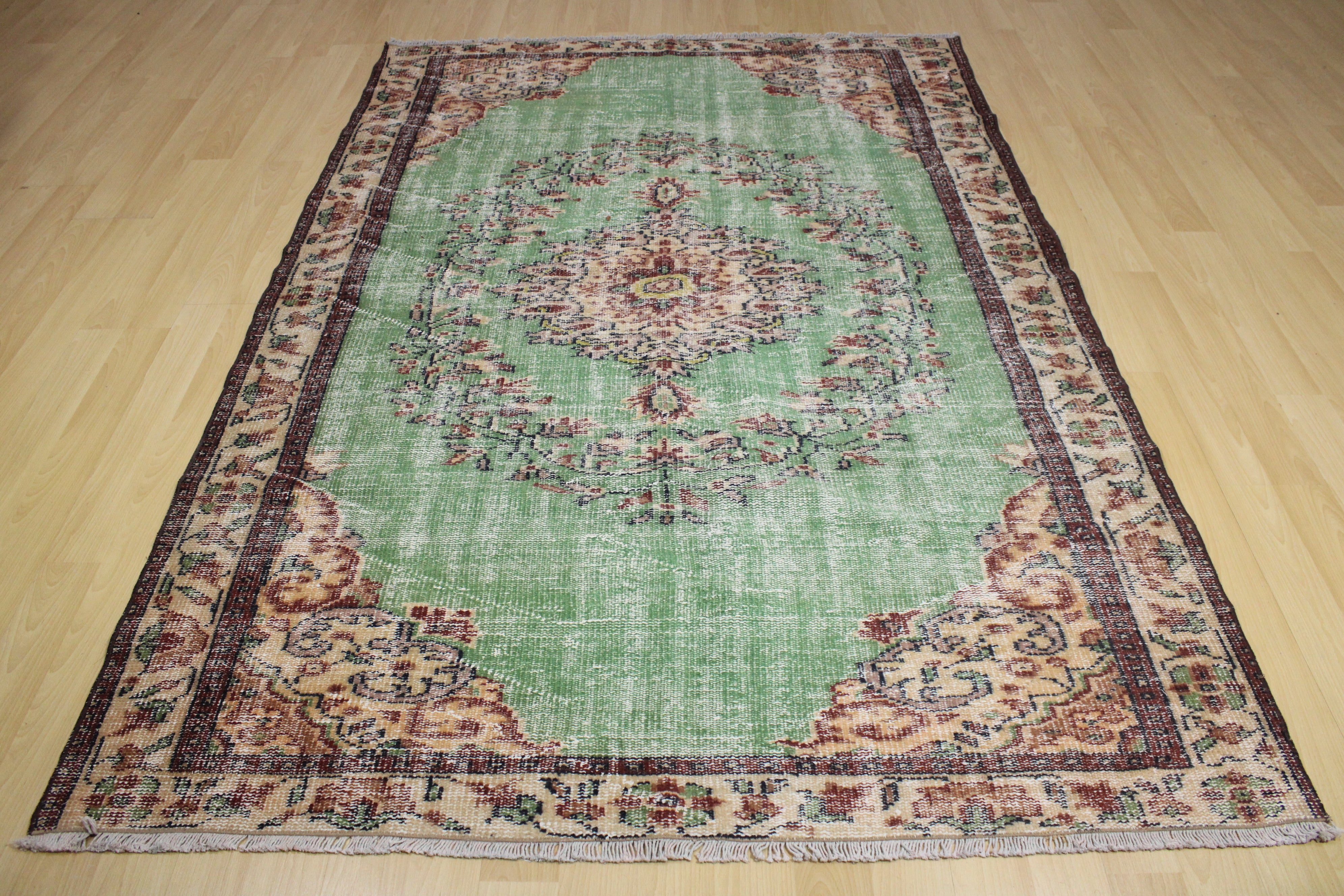 Turkish Vintage Hand-Knotted Wool Rug