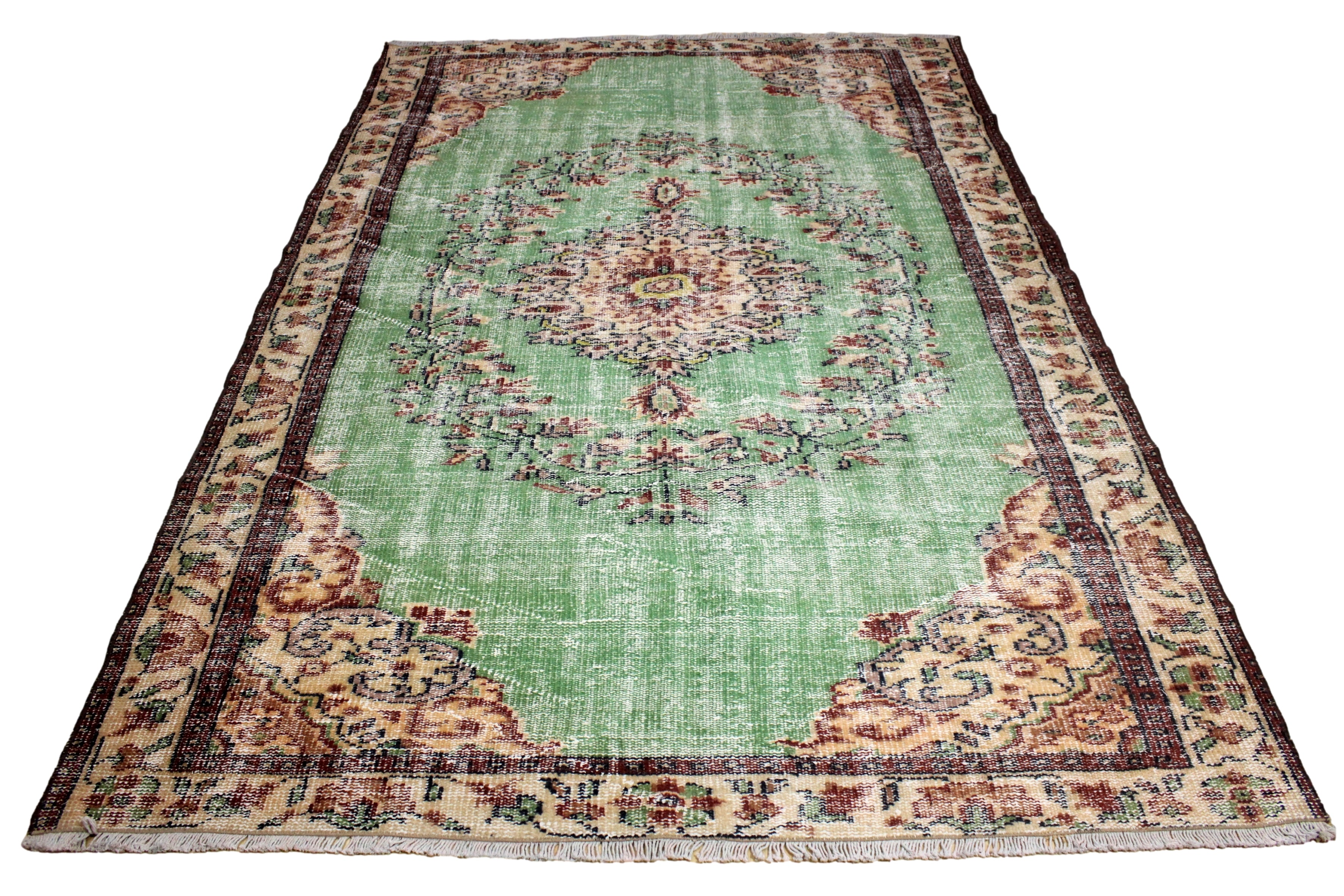 Turkish Vintage Hand-Knotted Wool Rug