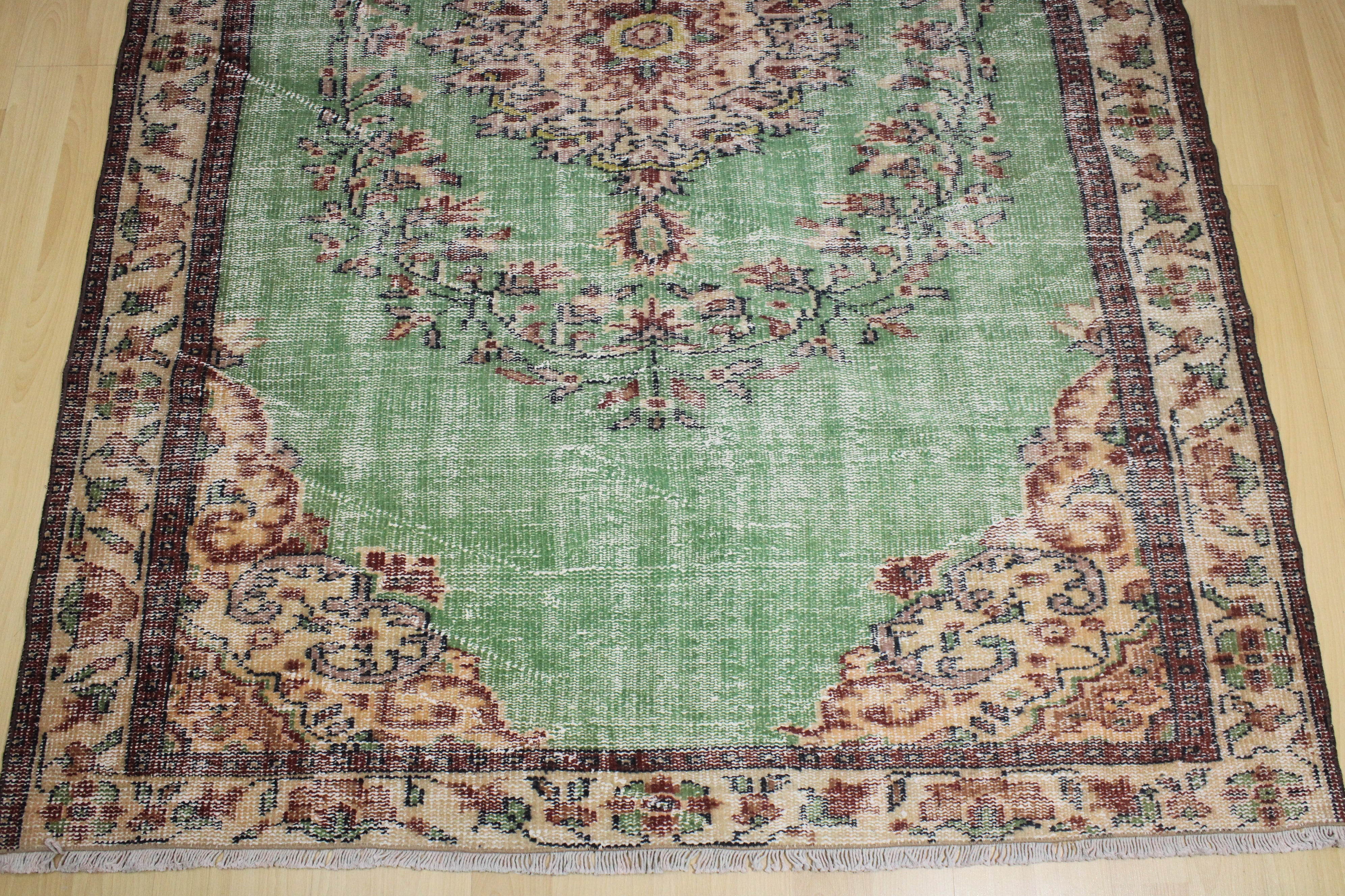 Turkish Vintage Hand-Knotted Wool Rug