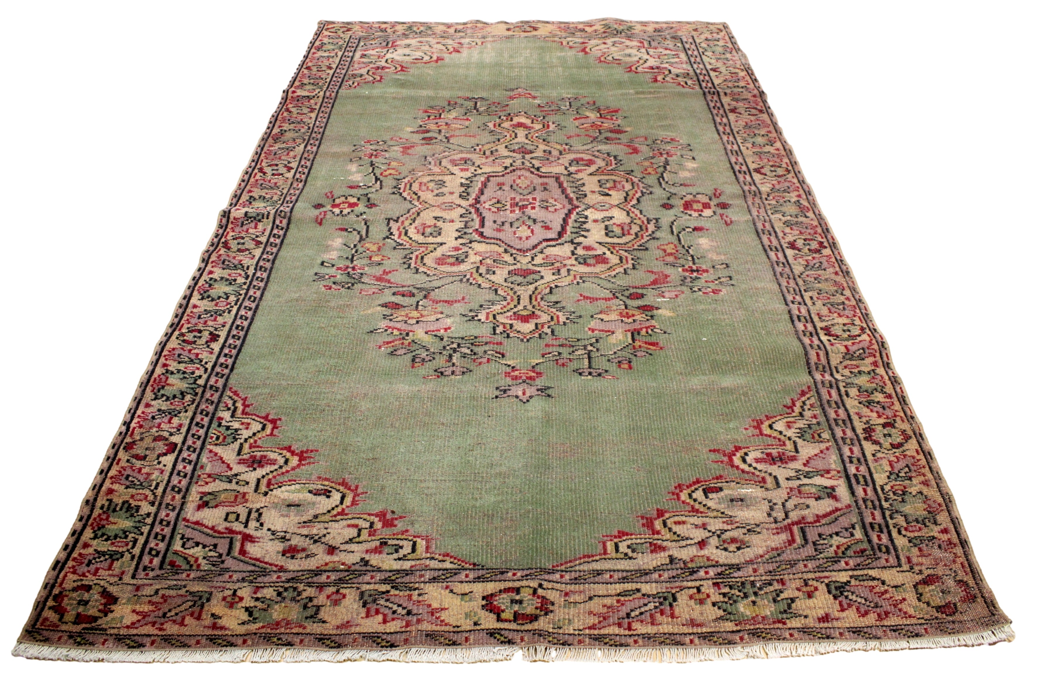 Turkish Vintage Hand-Knotted Wool Rug