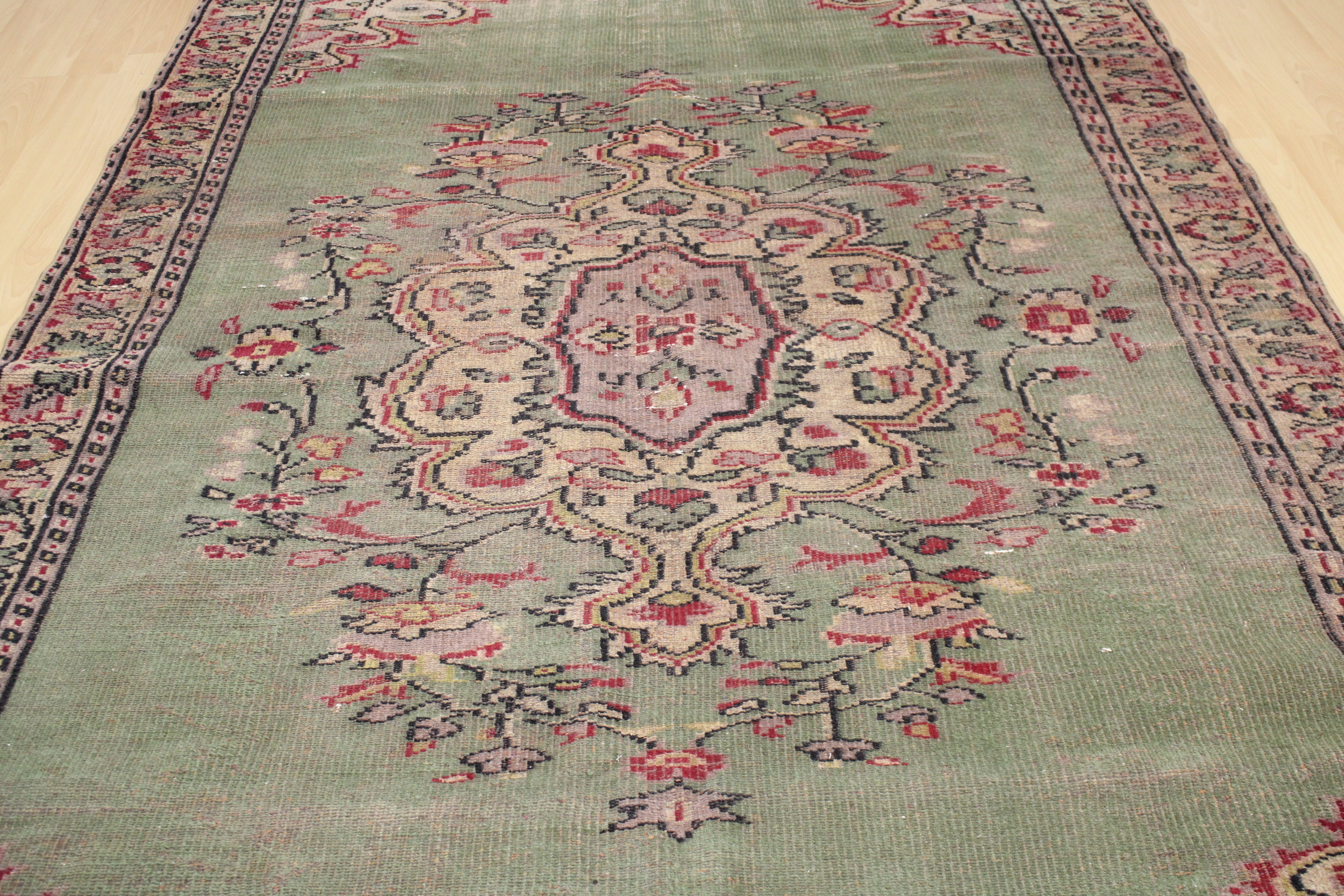 Turkish Vintage Hand-Knotted Wool Rug