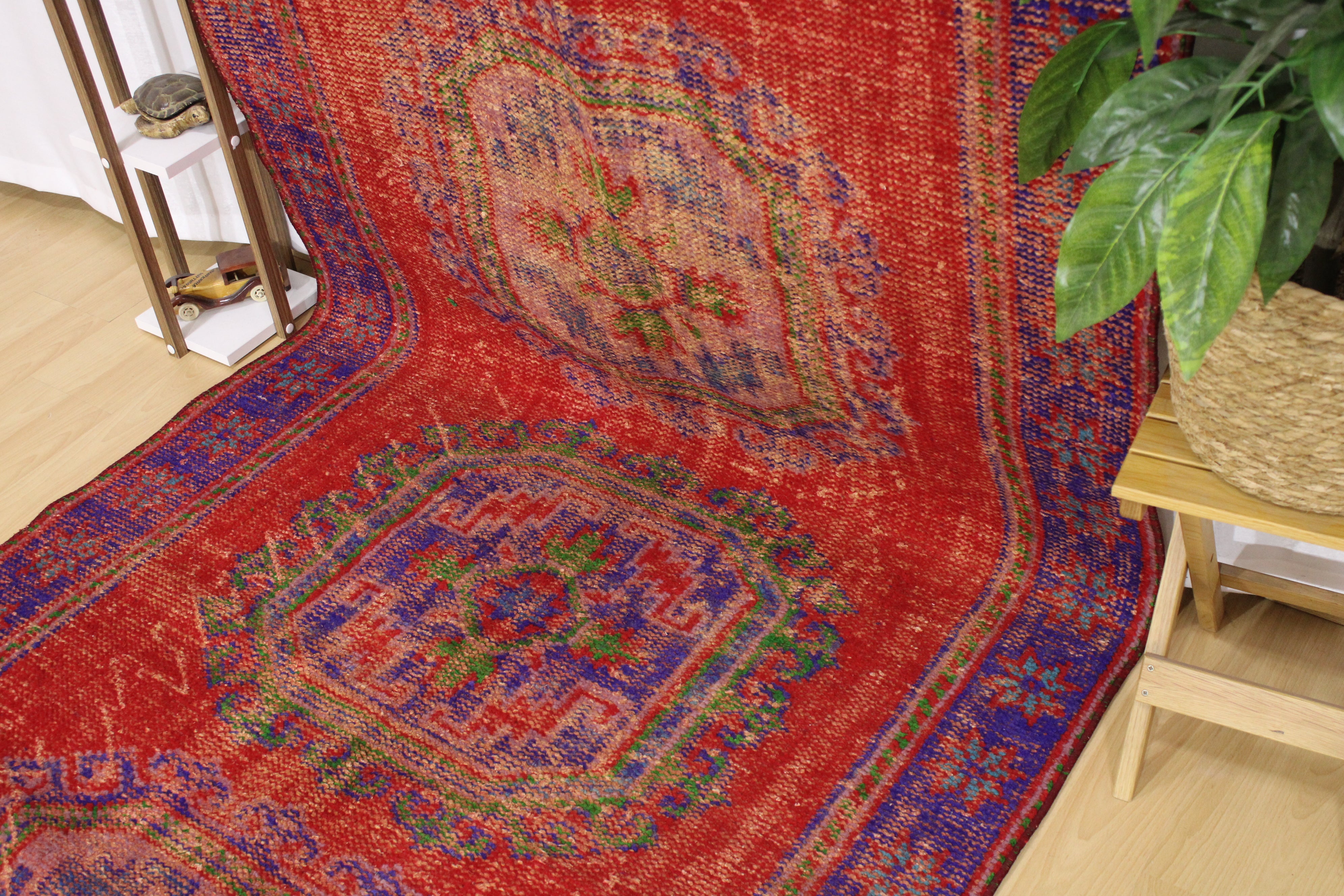 Turkish Vintage Hand-Knotted Wool Rug