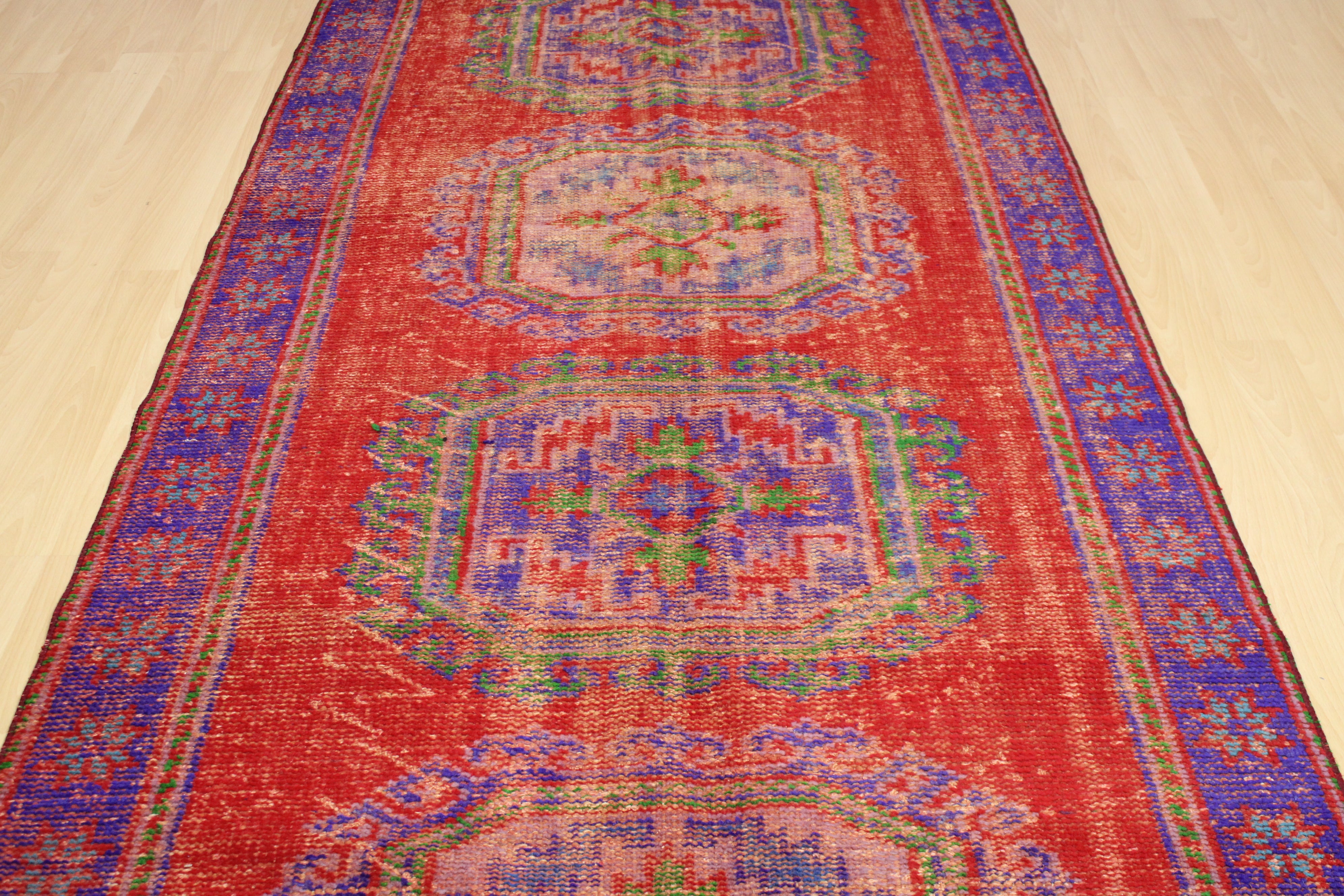 Turkish Vintage Hand-Knotted Wool Rug