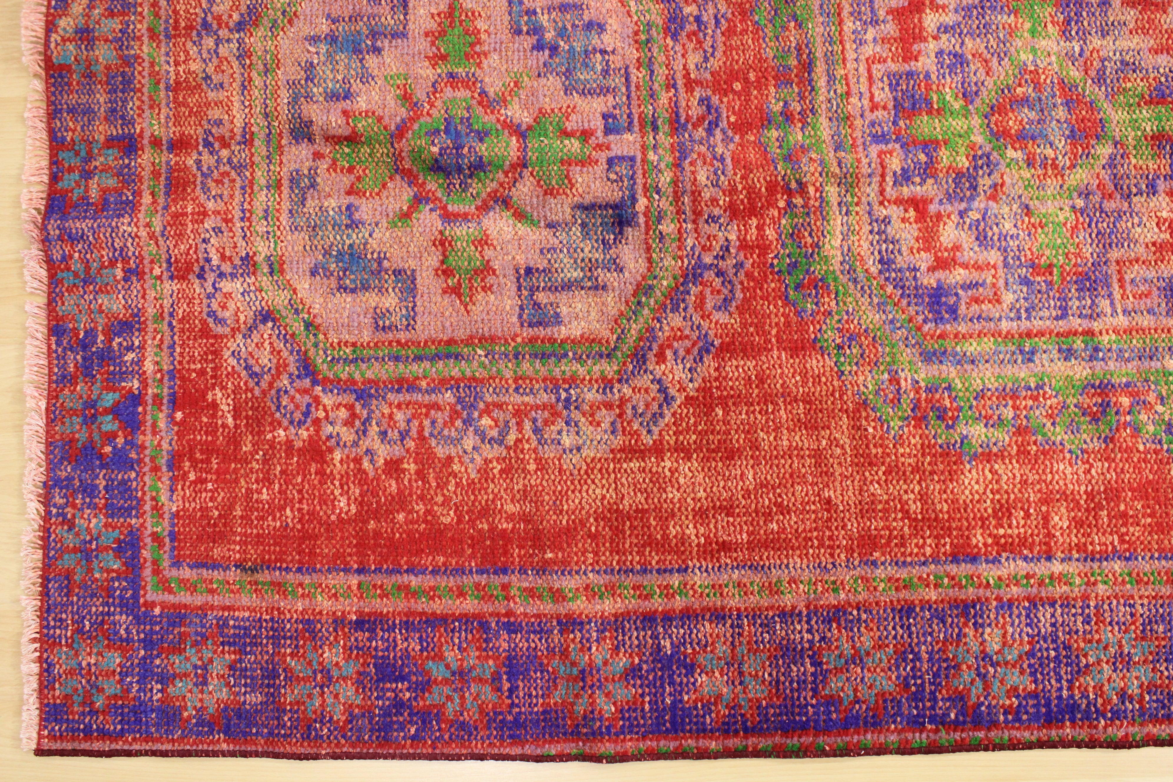 Turkish Vintage Hand-Knotted Wool Rug