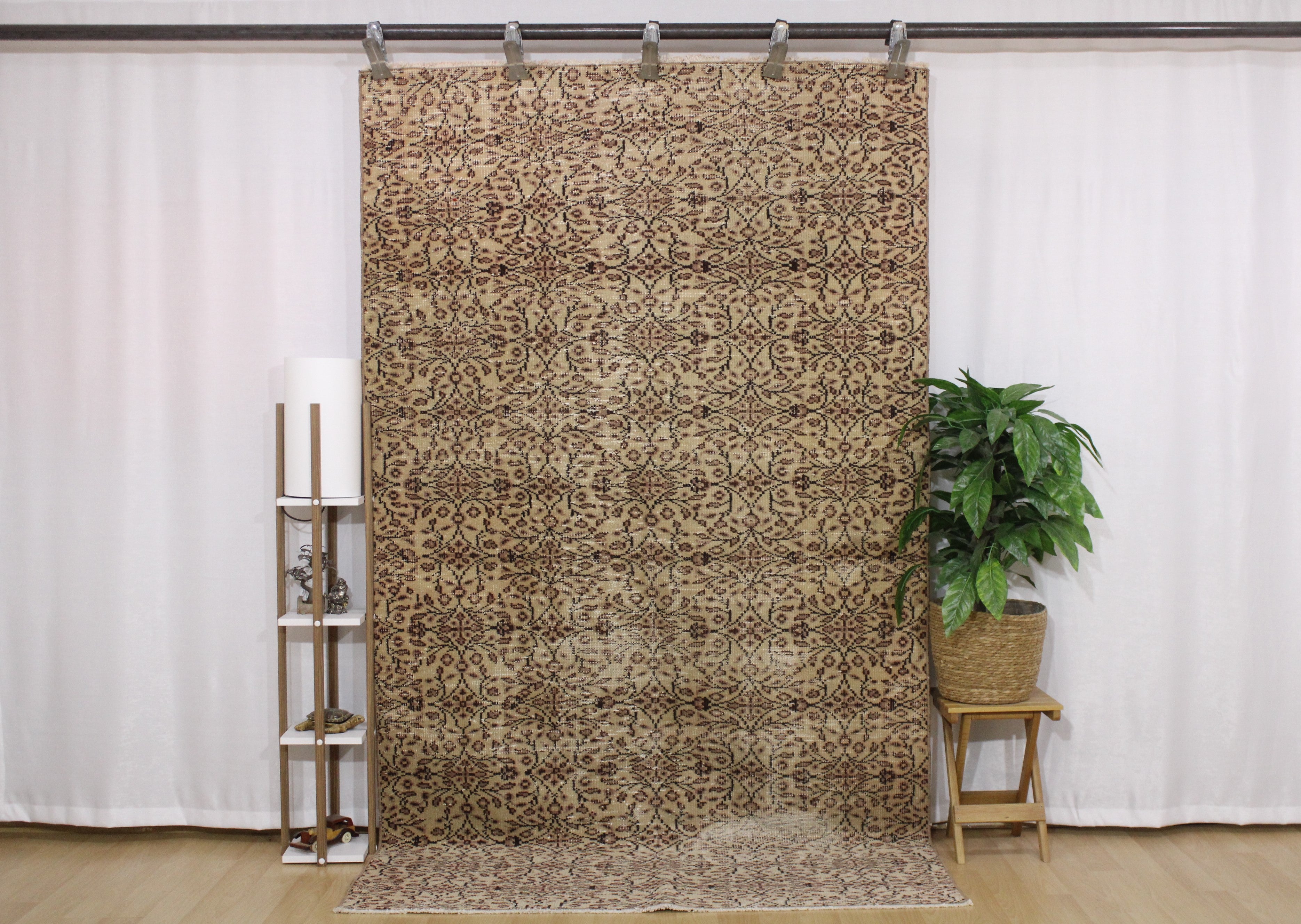 Turkish Vintage Hand-Knotted Wool Rug