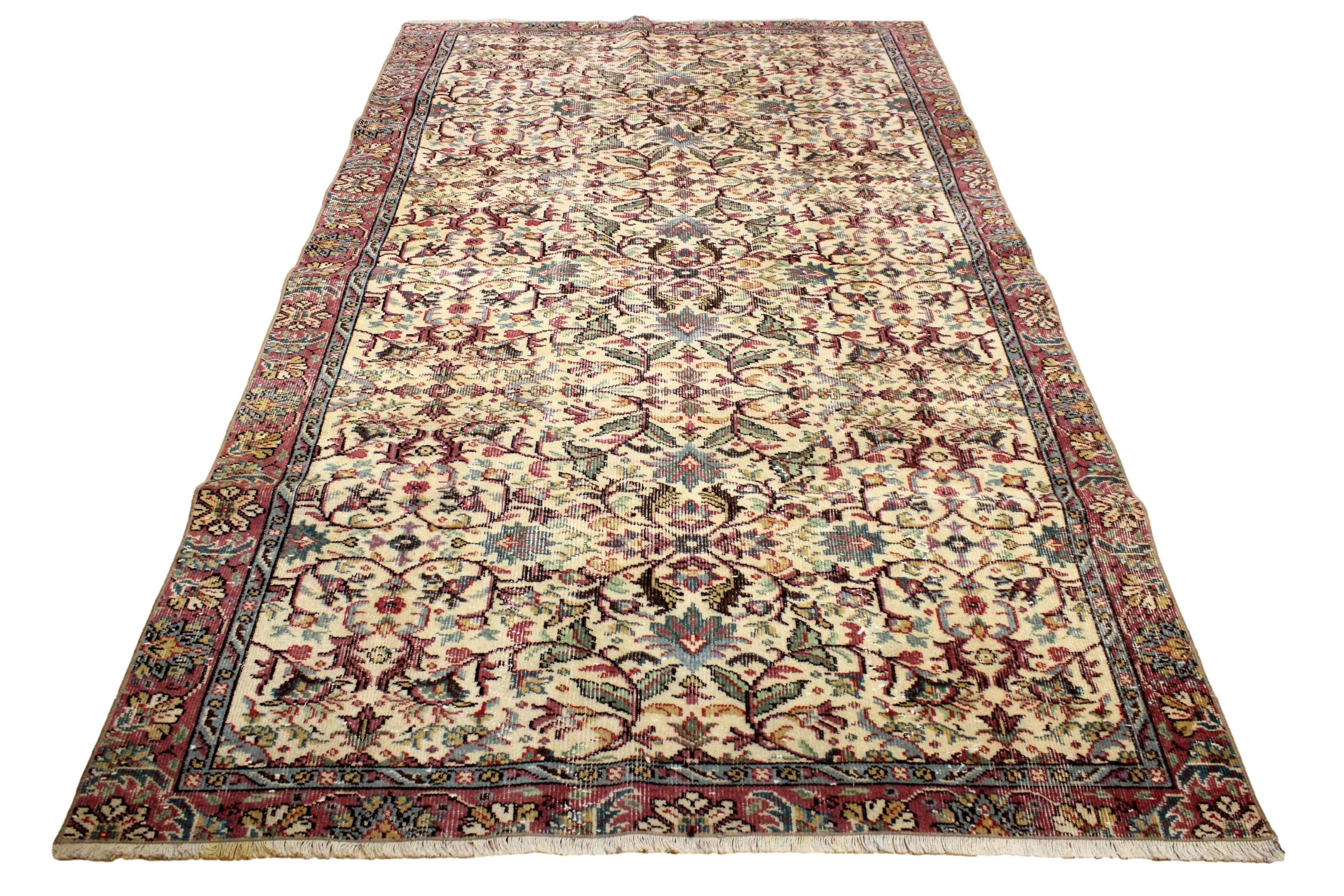 Turkish Vintage Hand-Knotted Wool Rug