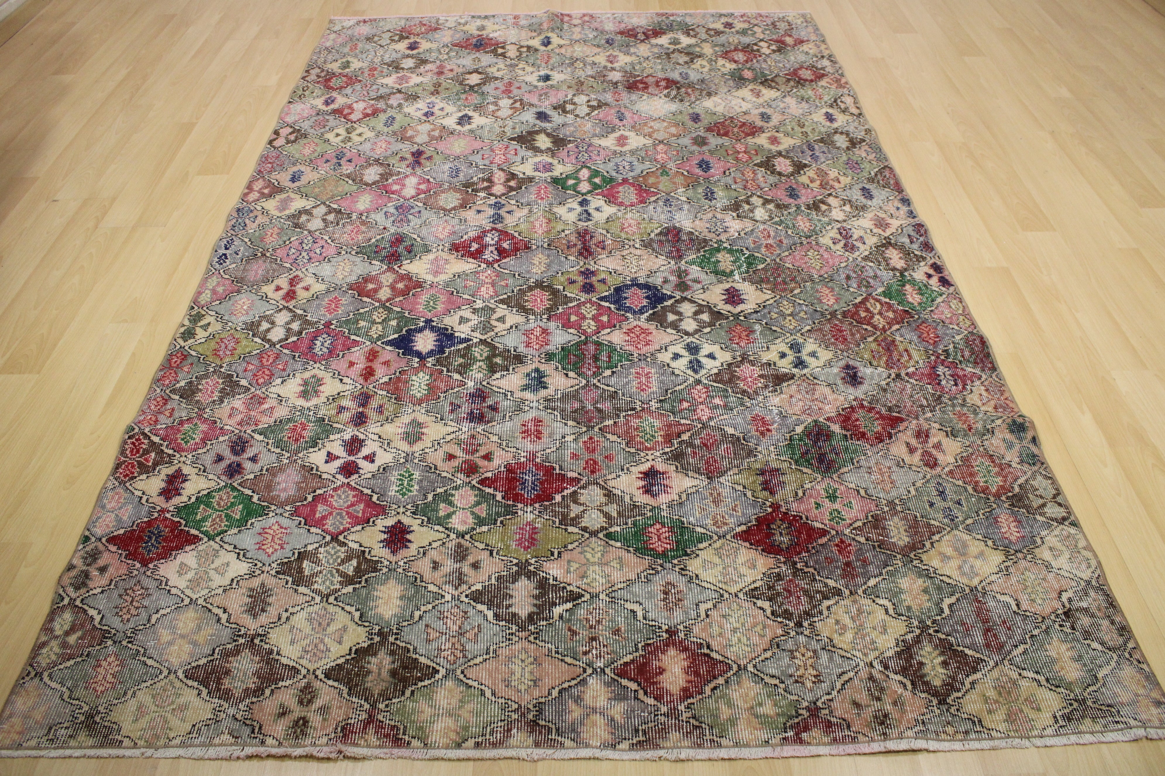 Turkish Vintage Hand-Knotted Wool Rug
