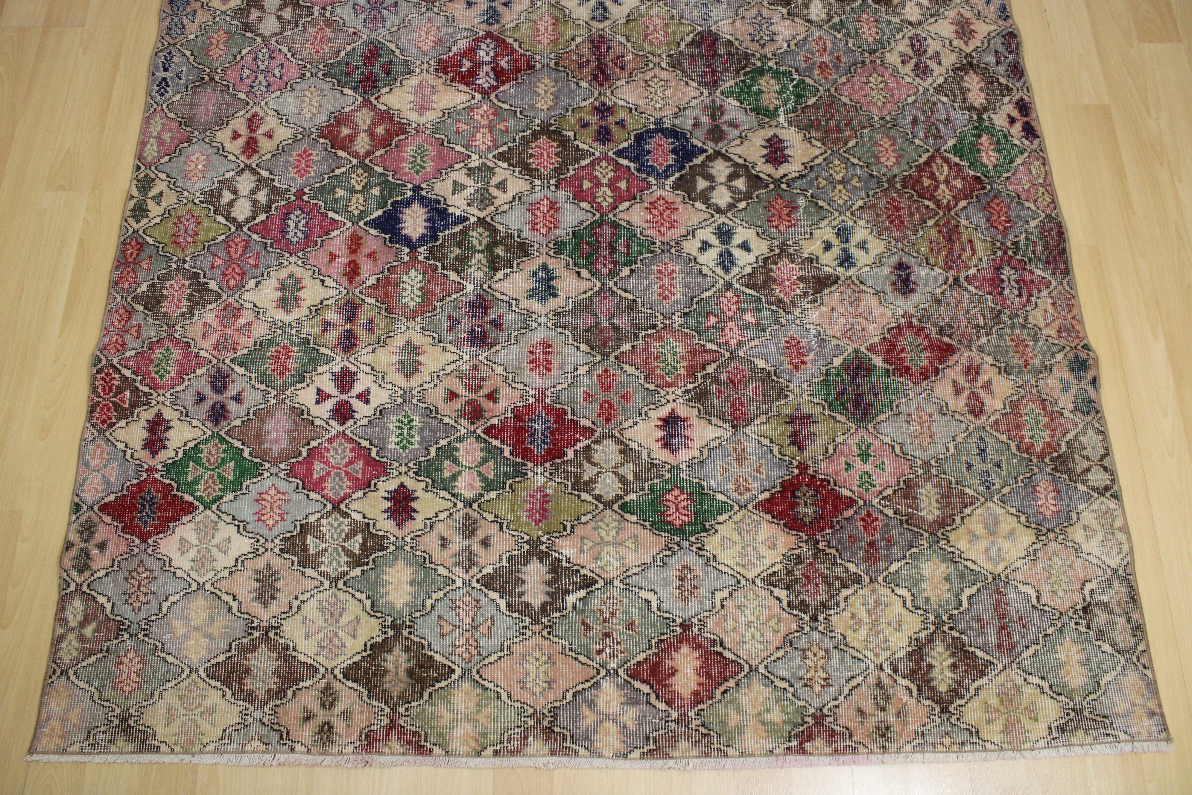 Turkish Vintage Hand-Knotted Wool Rug