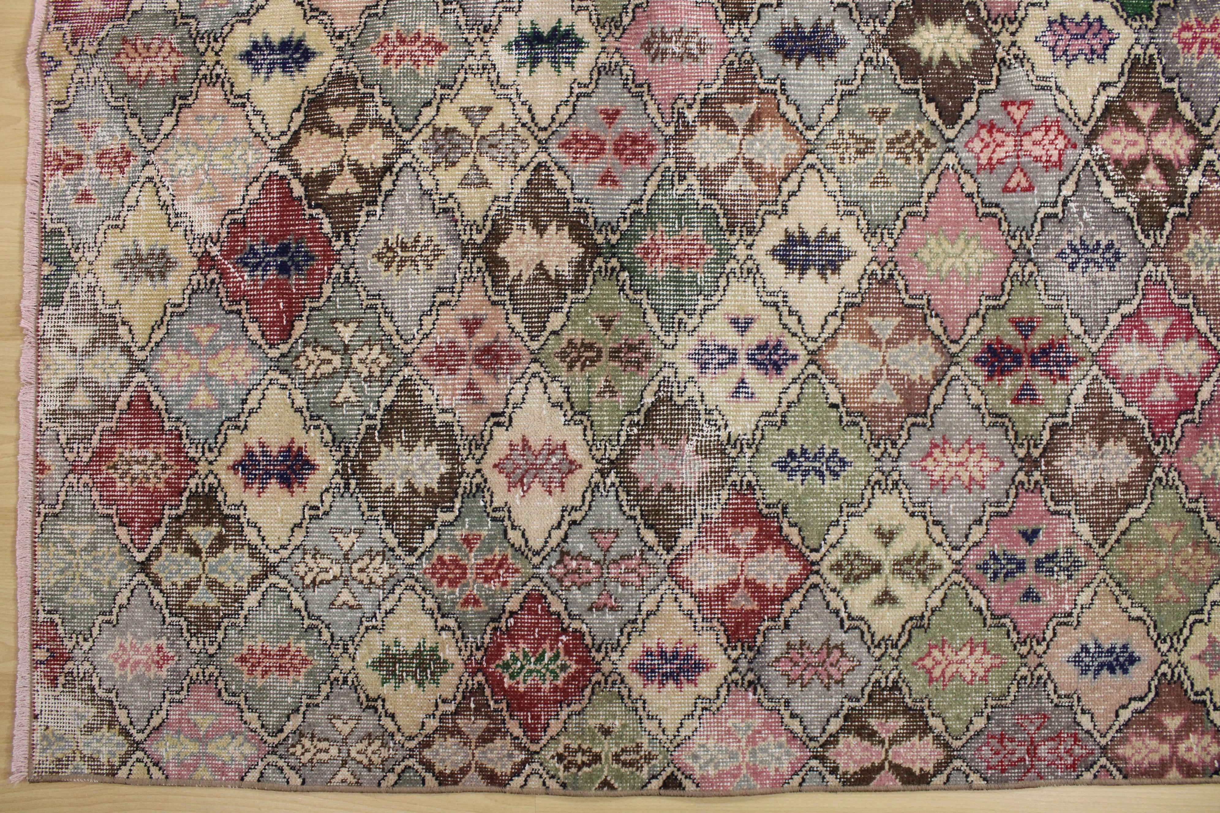 Turkish Vintage Hand-Knotted Wool Rug