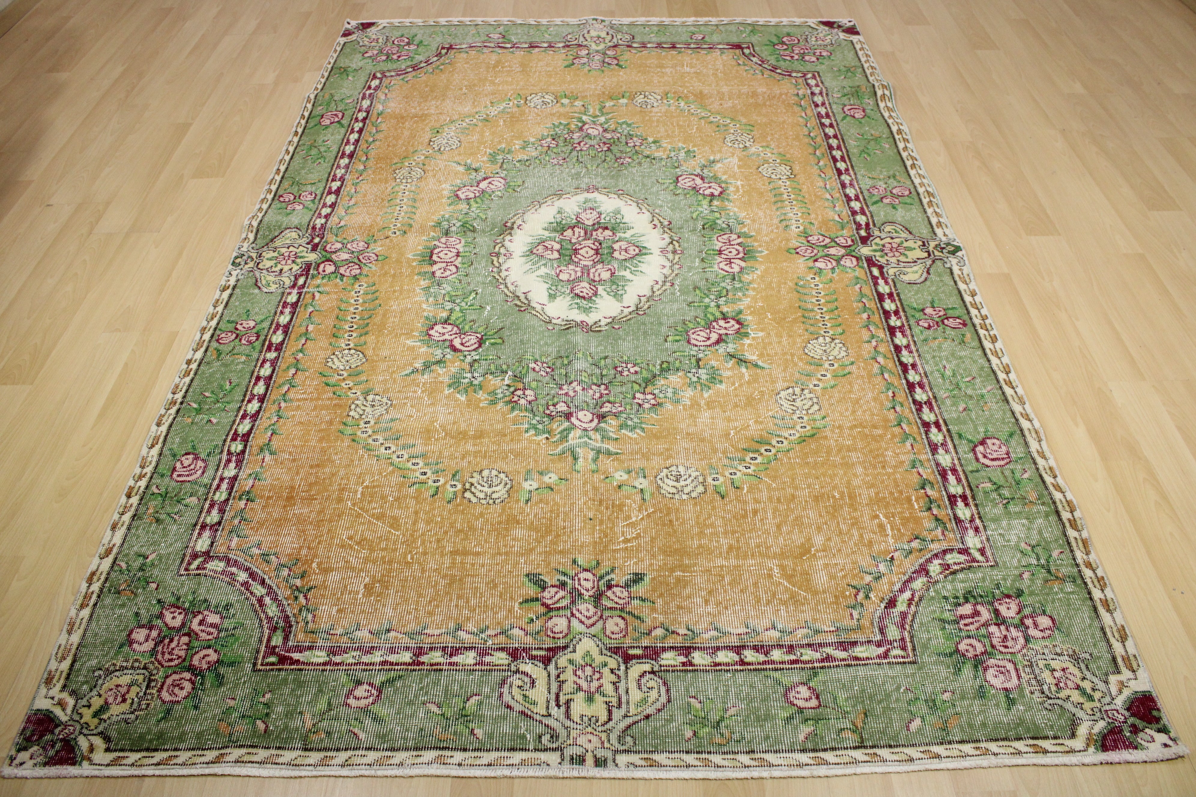 Turkish Vintage Hand-Knotted Wool Rug