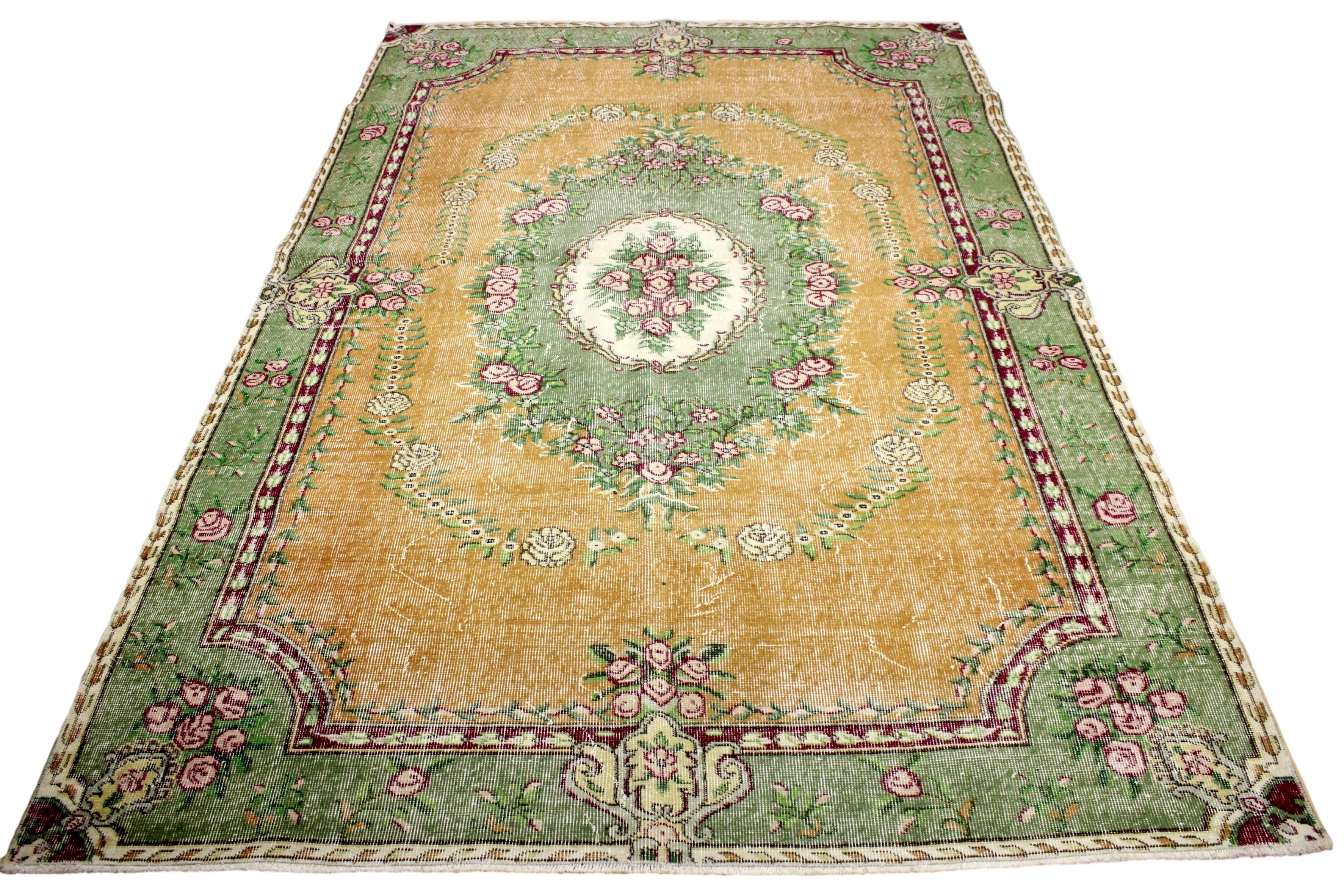 Turkish Vintage Hand-Knotted Wool Rug