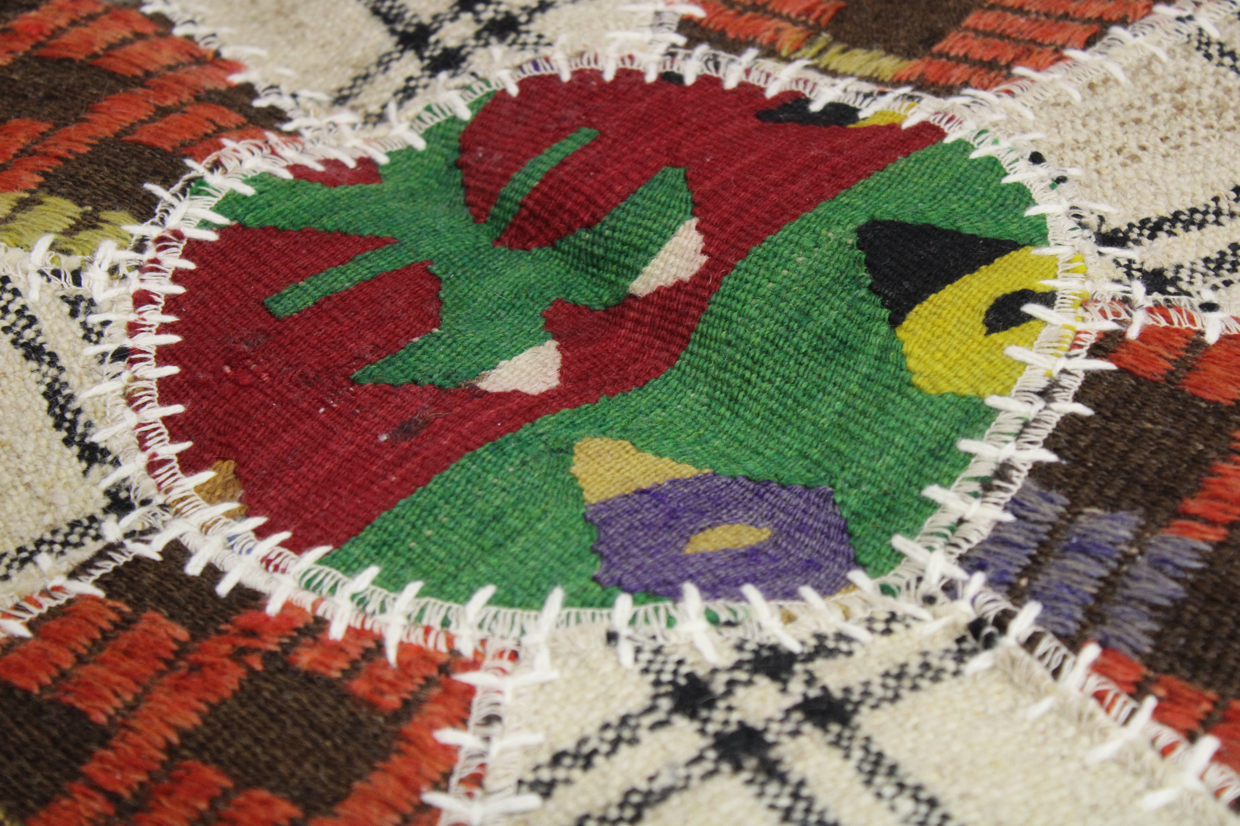 Turkish Patchwork Hand-Knotted Wool Round Rug