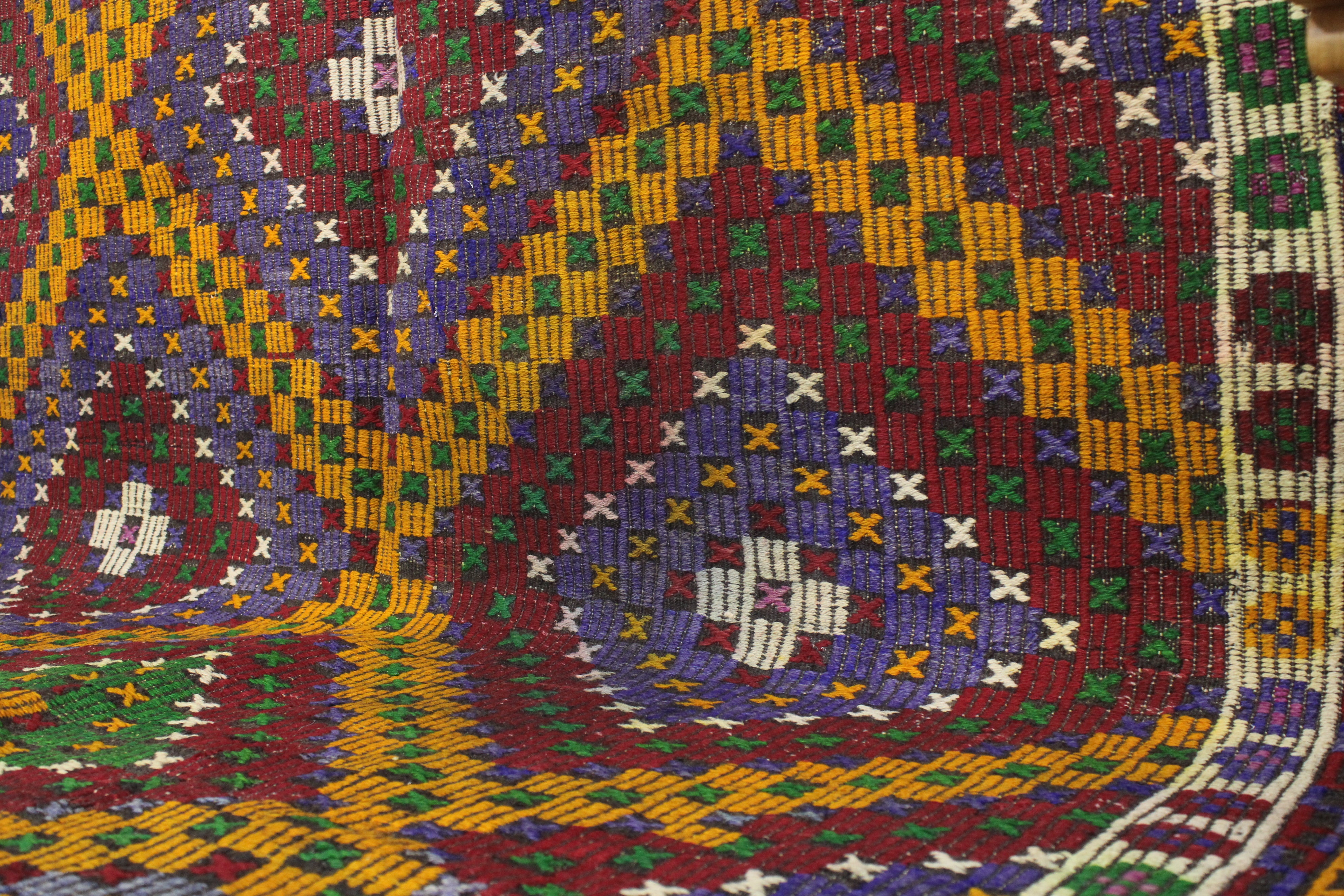 El Dokuma Anadolu Kök Boya Yün Kilim