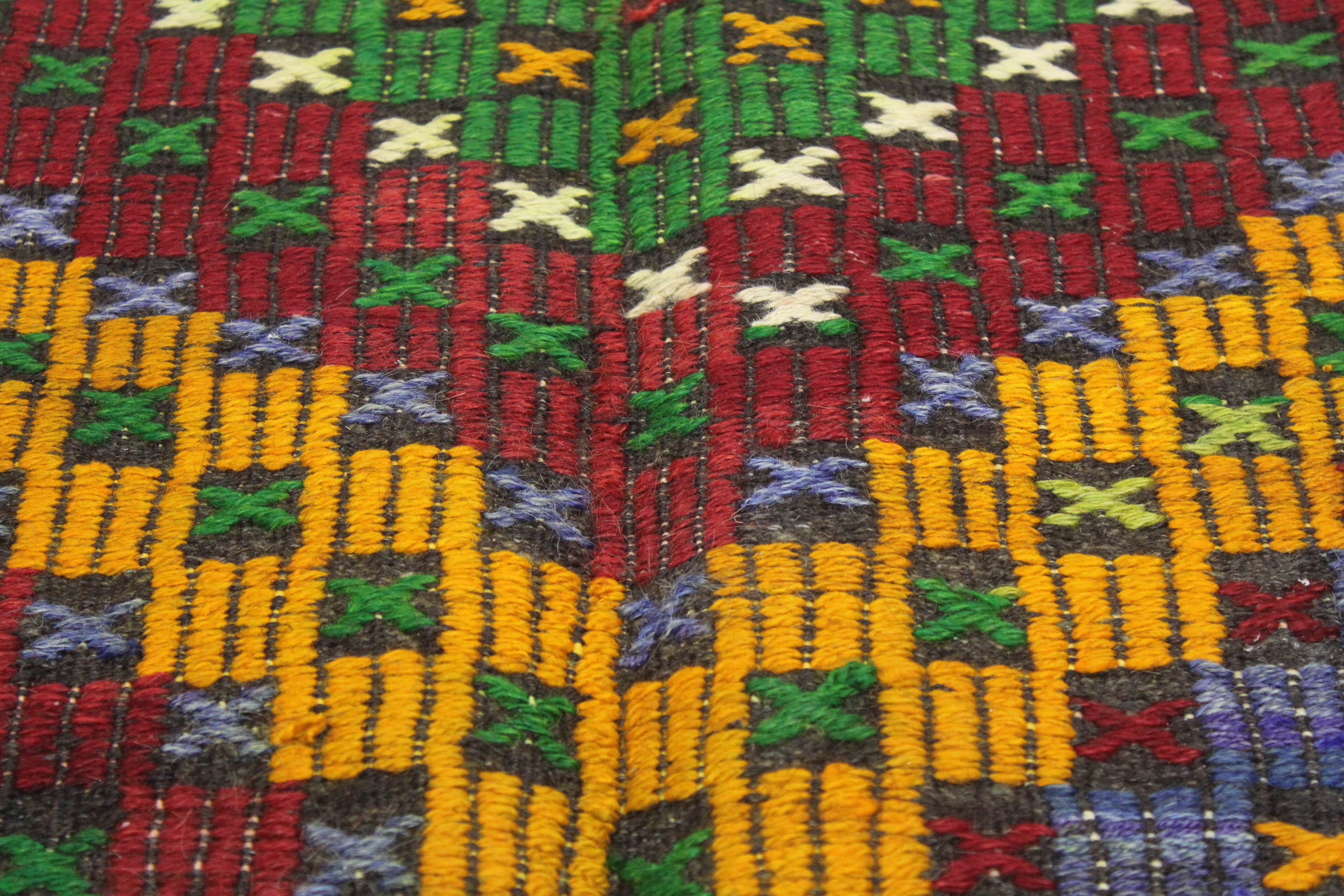 El Dokuma Anadolu Kök Boya Yün Kilim