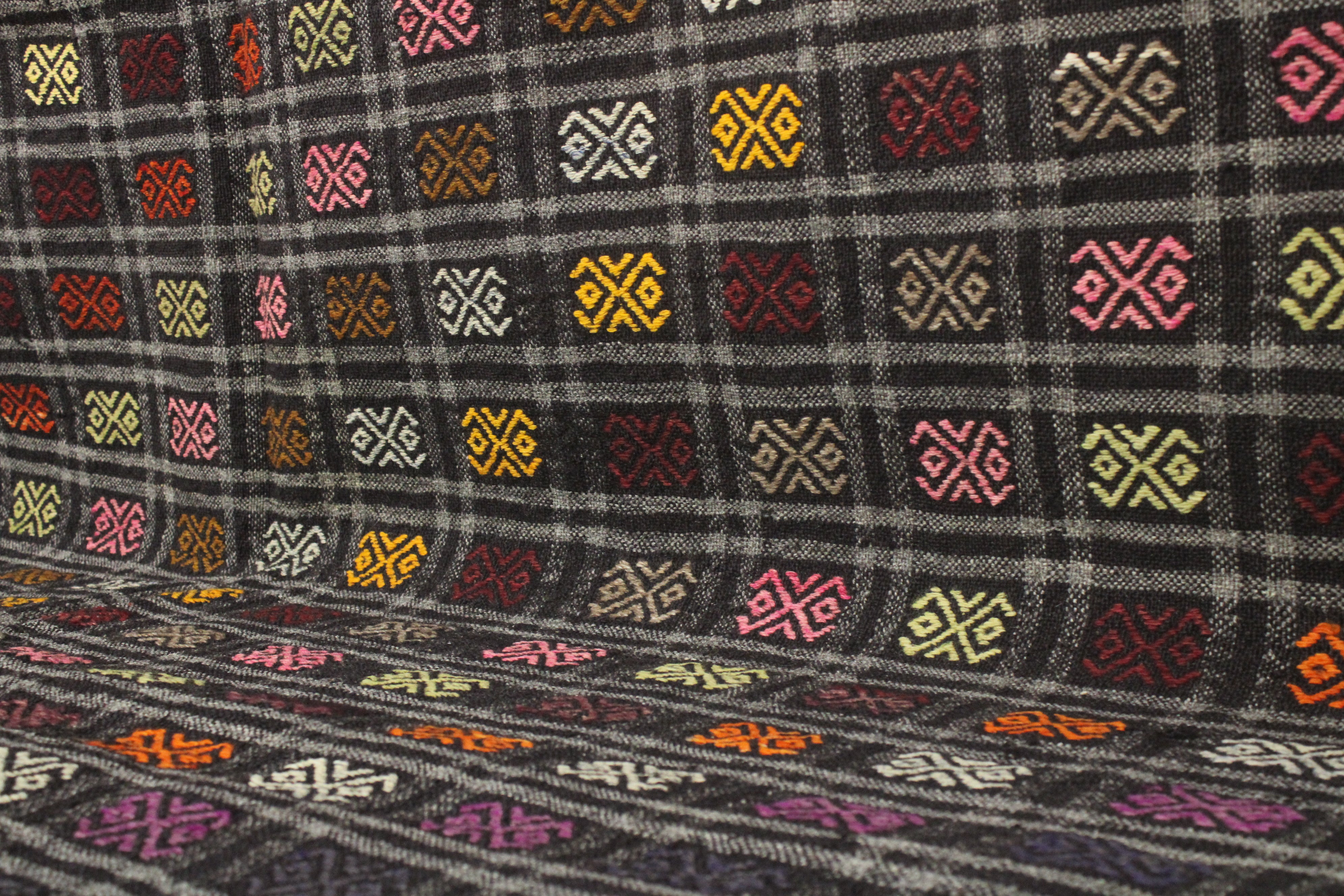 El Dokuma Anadolu Kök Boya Yün Kilim