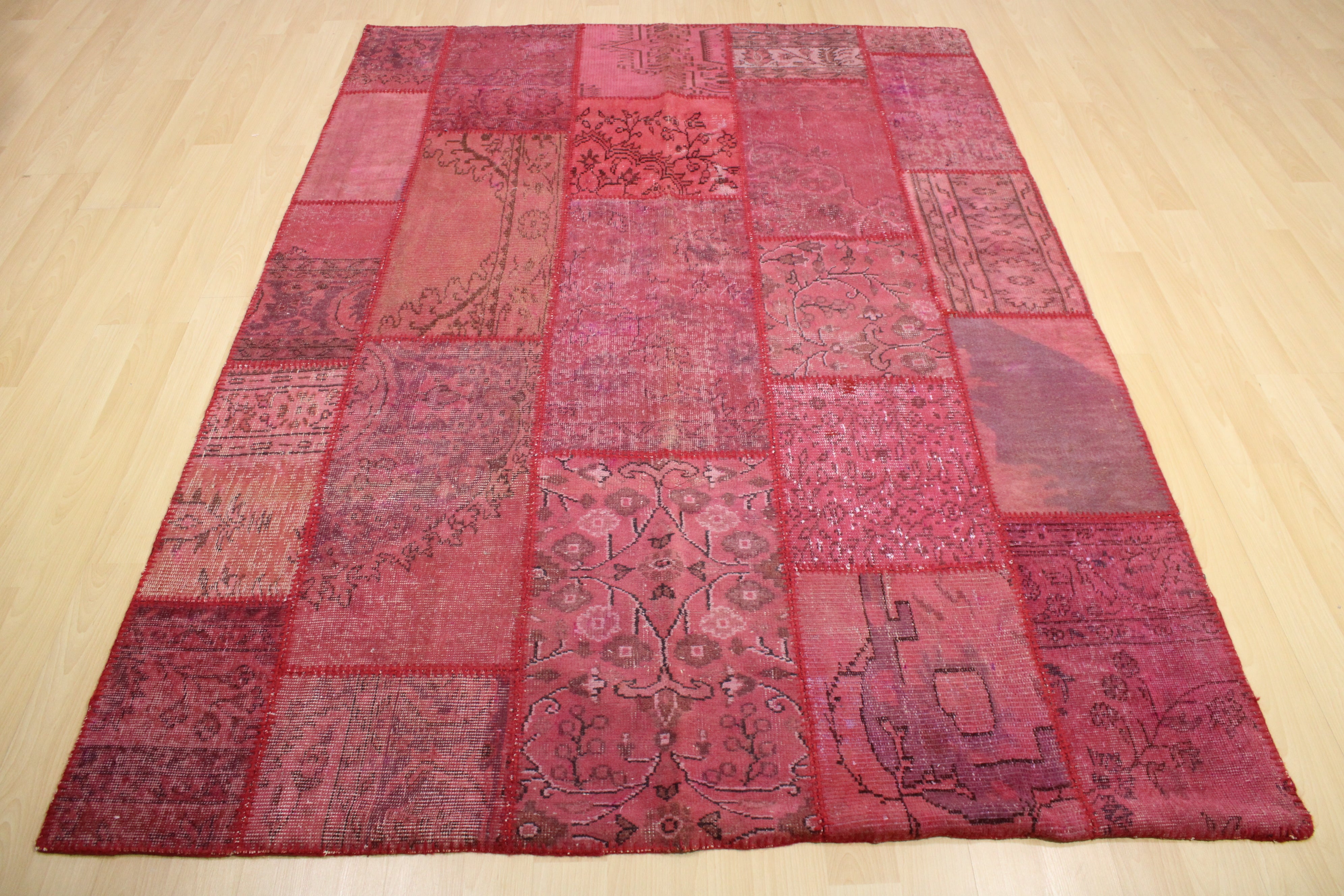 Turkish Patchwork Hand-Knotted Wool Rug