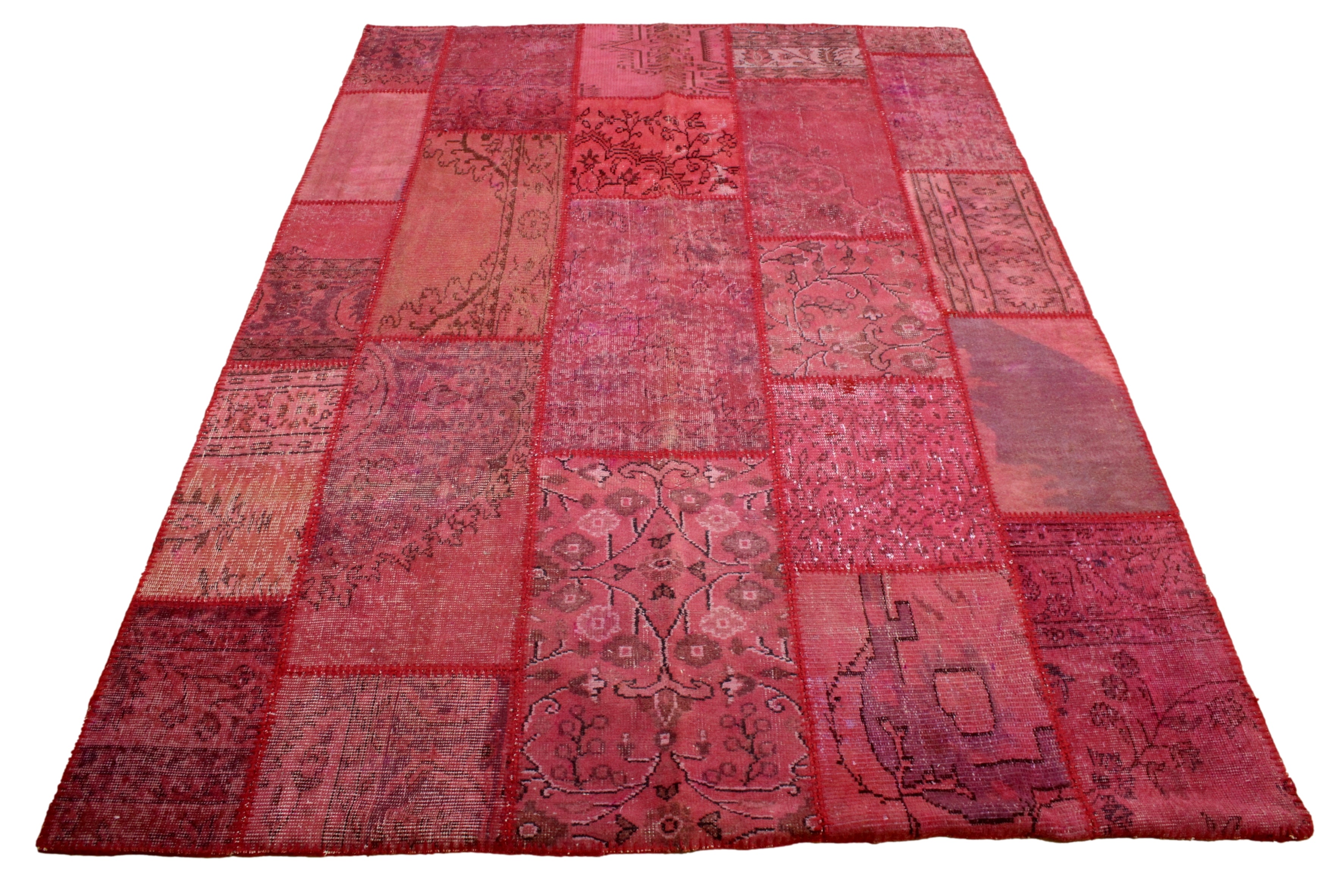 Turkish Patchwork Hand-Knotted Wool Rug