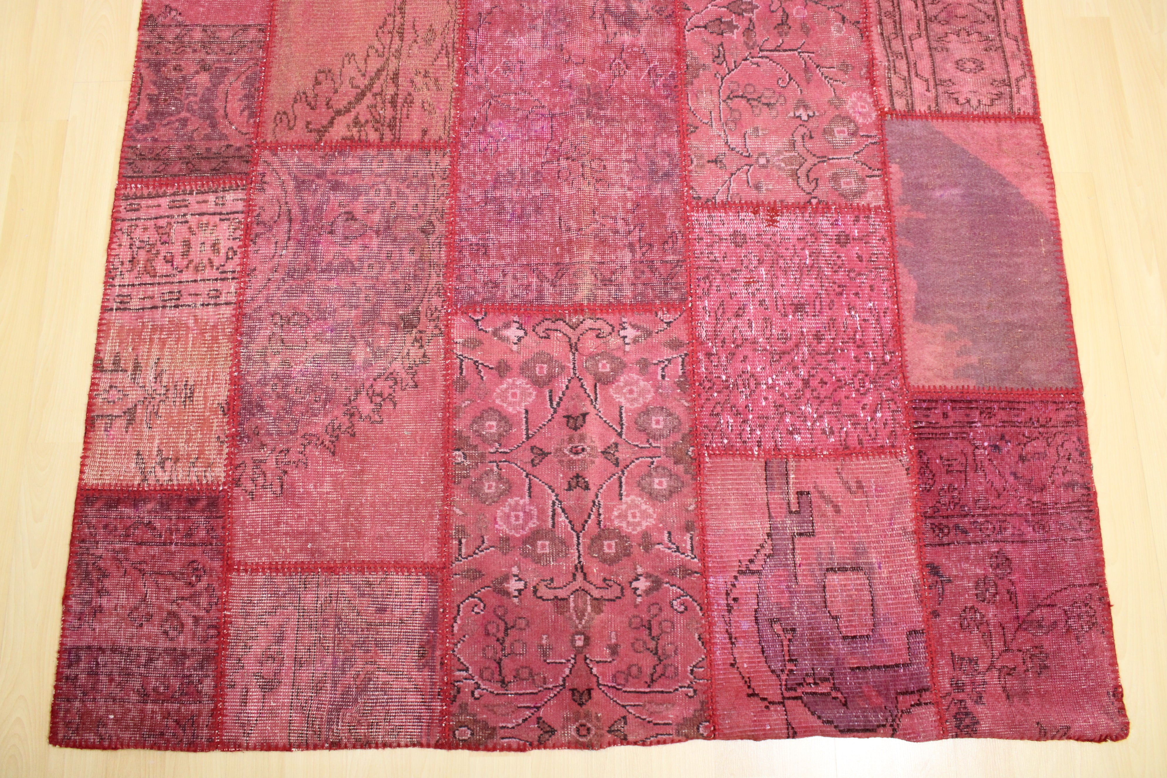 Turkish Patchwork Hand-Knotted Wool Rug