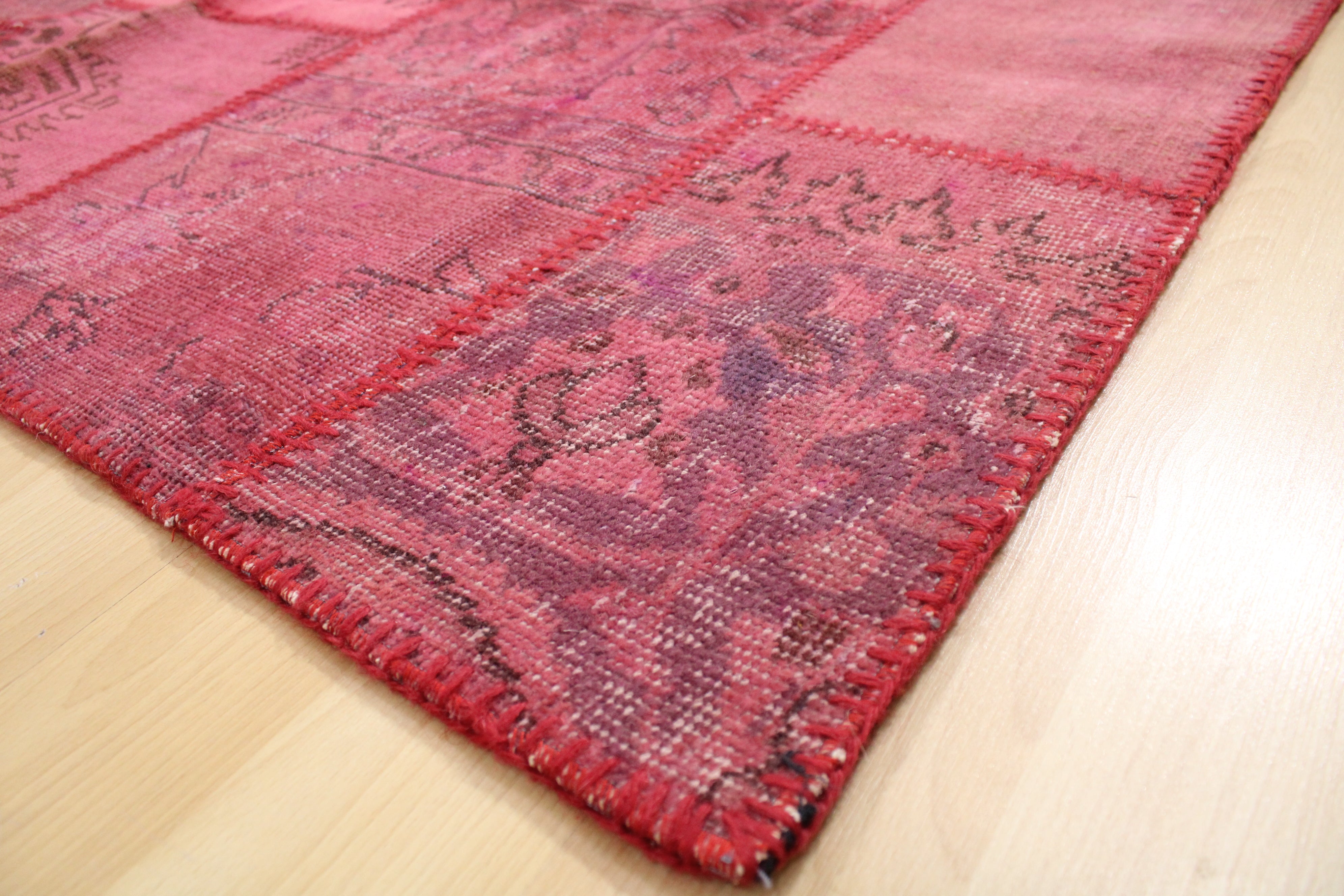 Turkish Patchwork Hand-Knotted Wool Rug