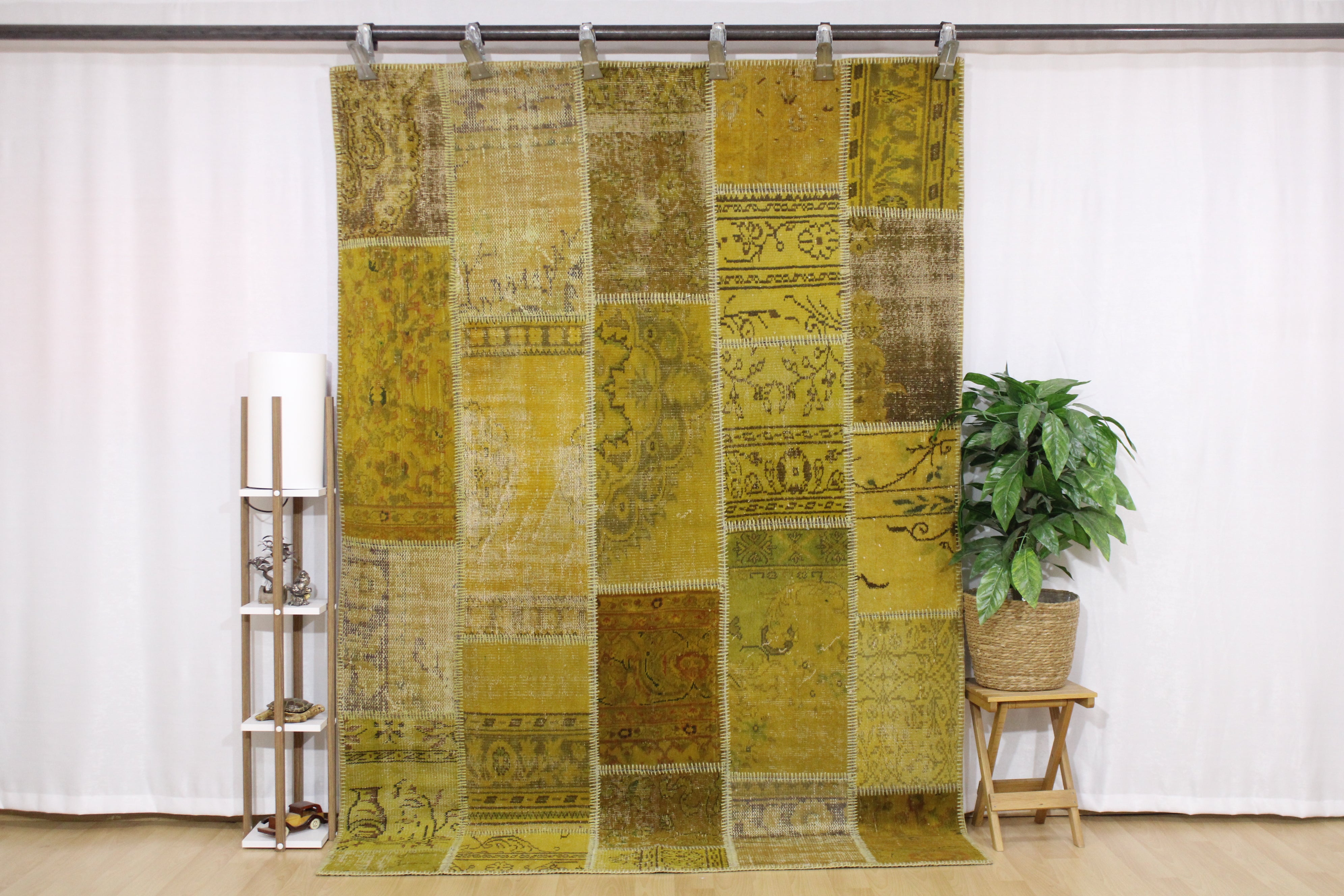 Turkish Patchwork Hand-Knotted Wool Rug