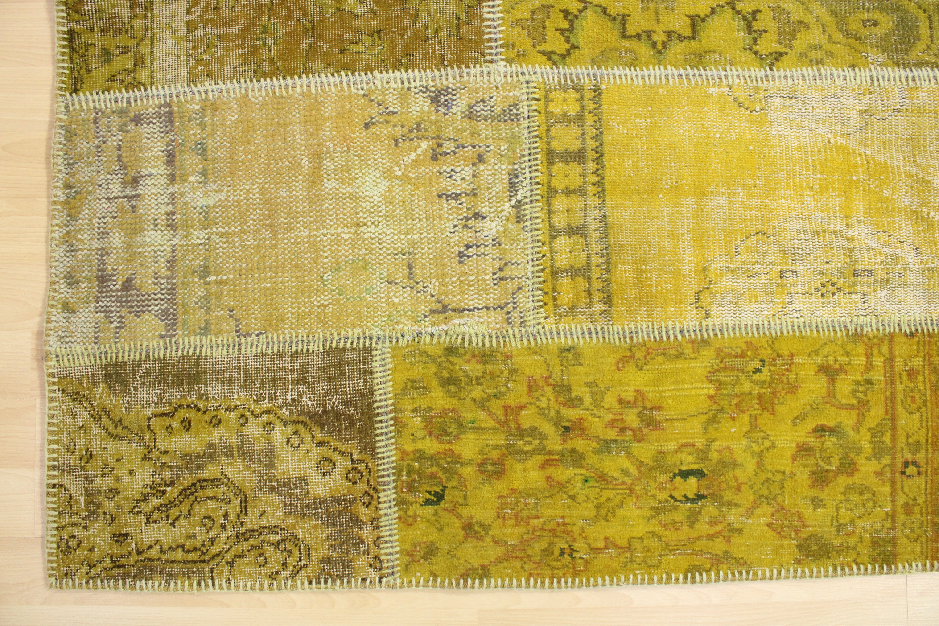 Turkish Patchwork Hand-Knotted Wool Rug